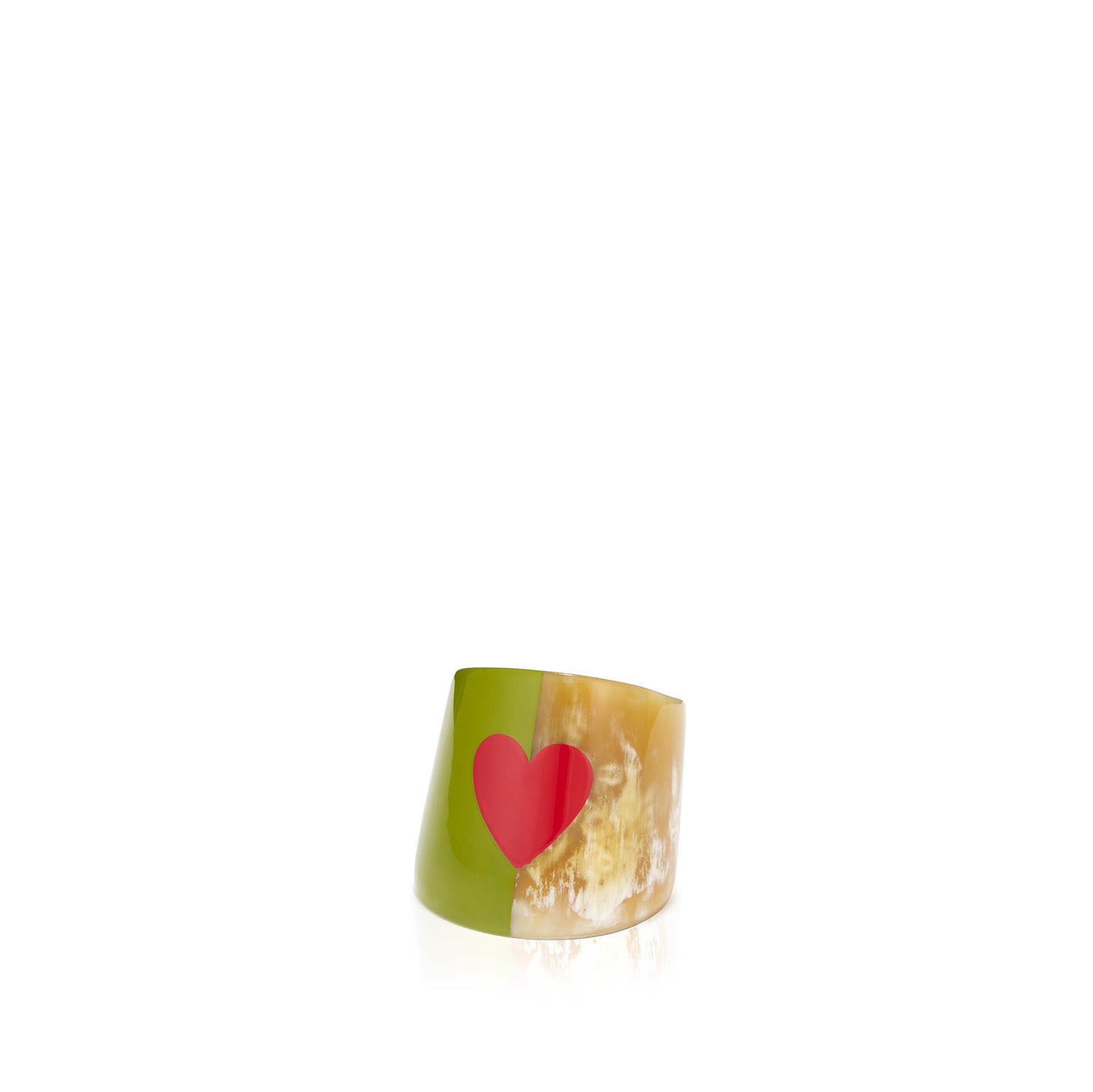 S&B Heart Green Lacquer & Horn Napkin Ring