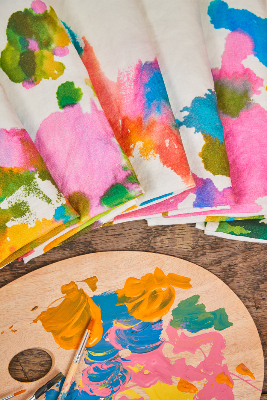 Set of 6 'Encre' Linen Napkins, 50x50cm