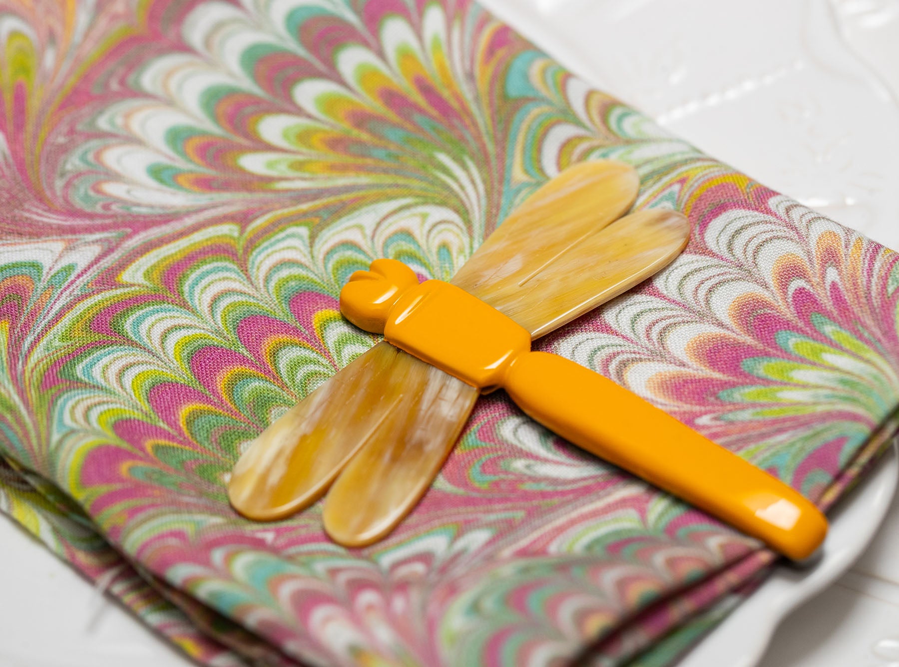 S&B Dragonfly Yellow Napkin Clip