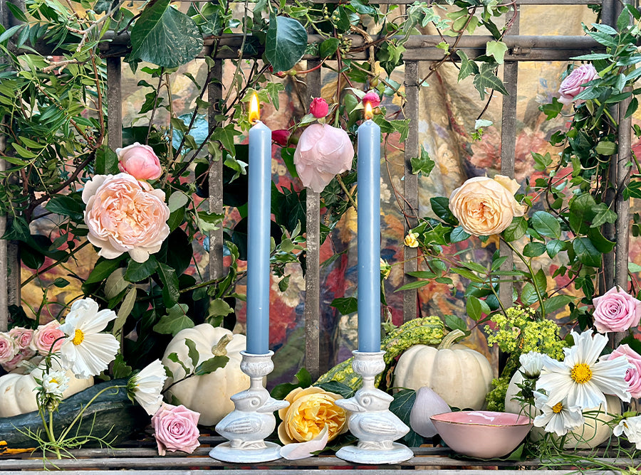 S&B Set of 2 Tapered Candles in Blue, 25cm