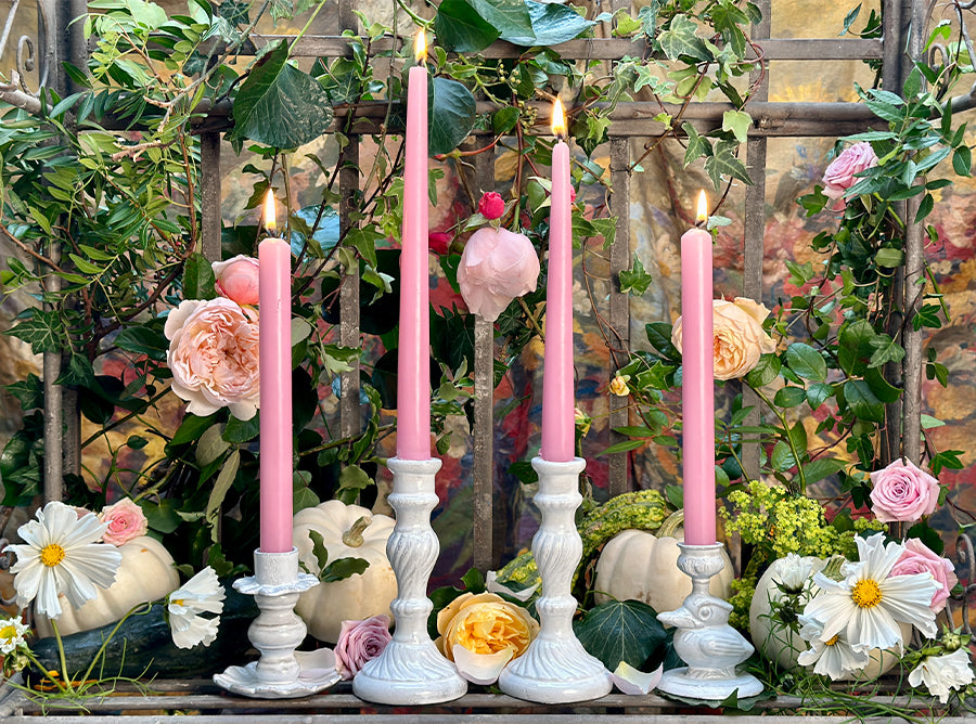 S&B Set of 2 Tapered Candles in Pink, 25cm