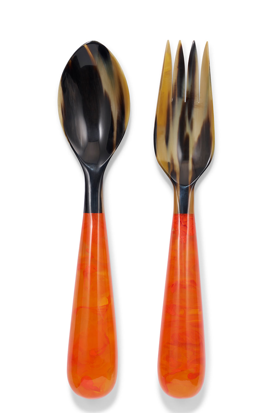 Pair of Resin Salad Servers in Coral, 33cm