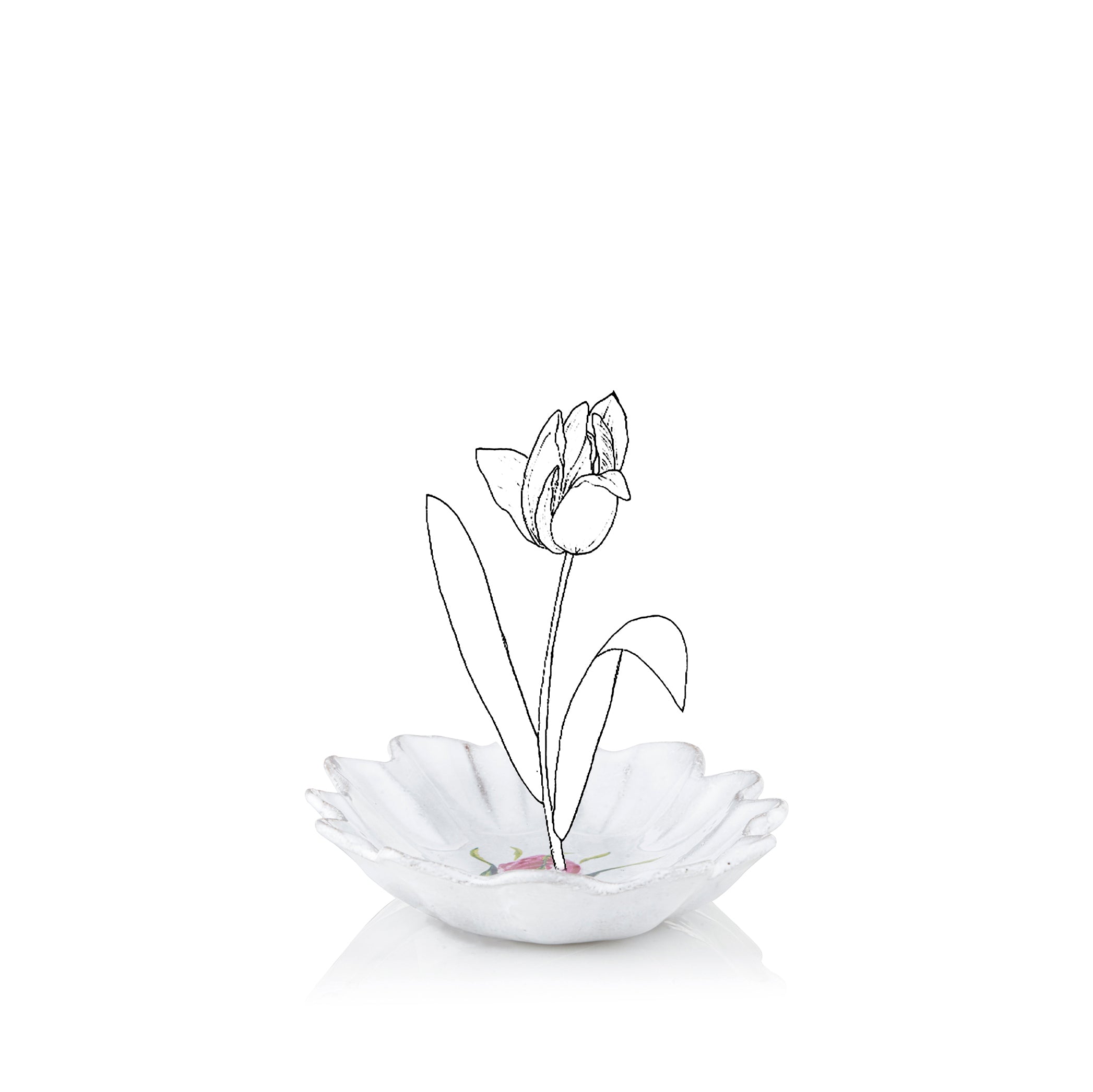 Scalloped Bouton de Rose Trinket by Astier de Villatte, 15cm