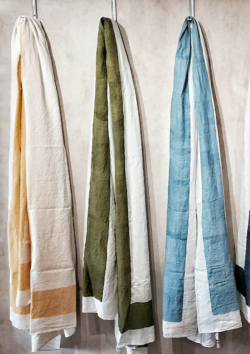 'Cornice' Linen Napkin in Mustard Yellow, 50x50cm