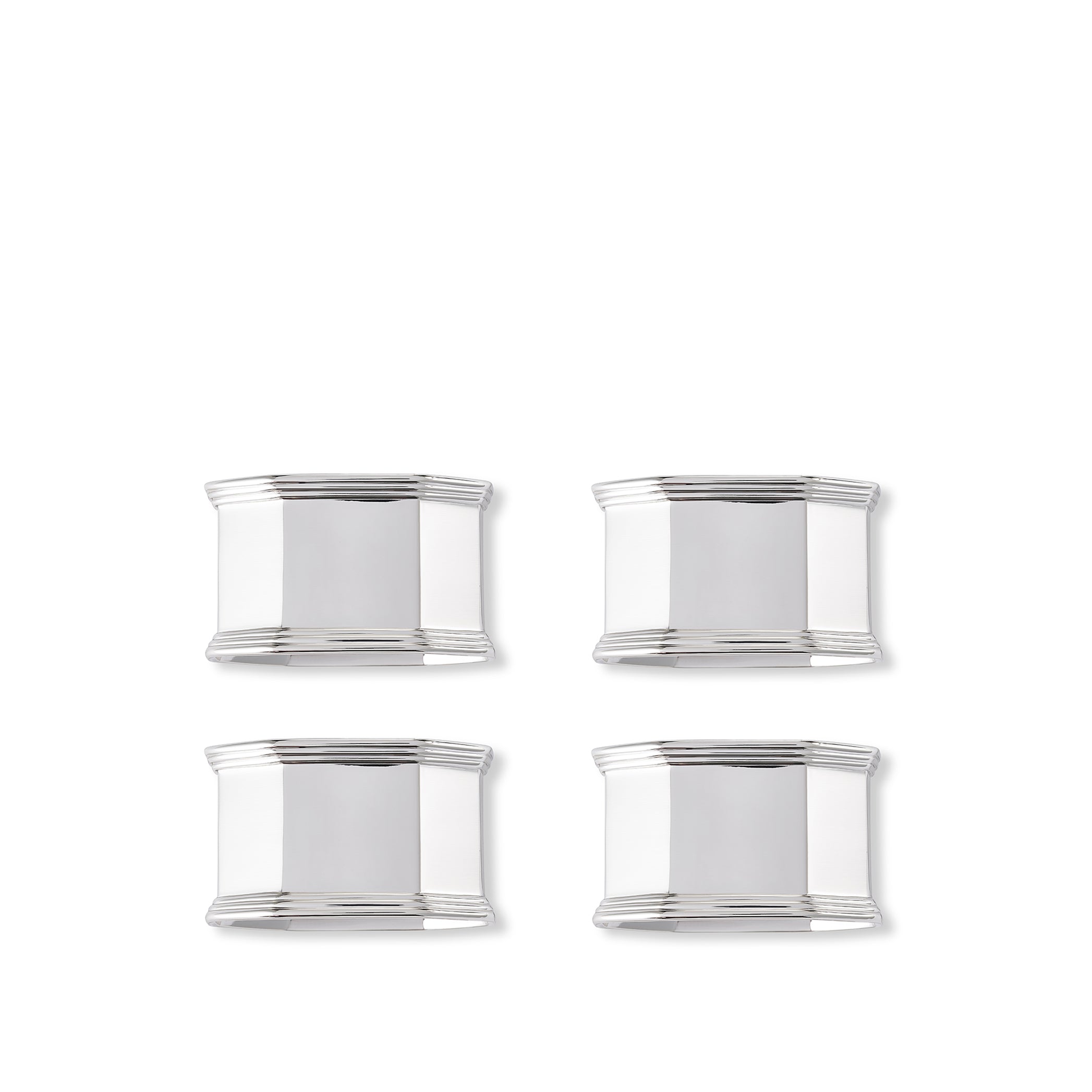 Silver Plated Octagonal Napkin Rings, Set of 4