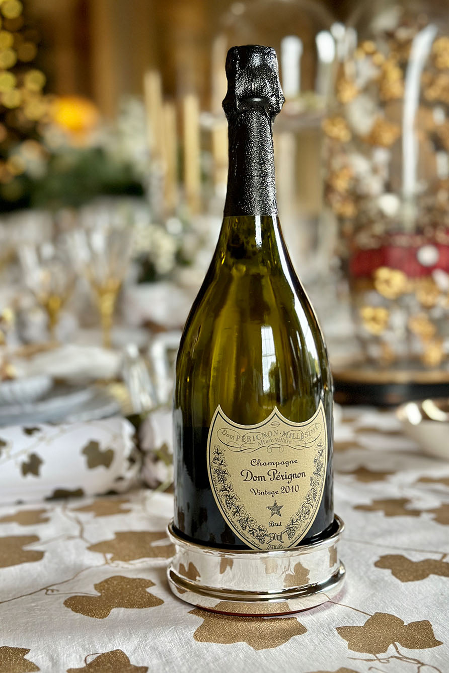 Silver Plated & Wooden Bottle Coaster, 10cm