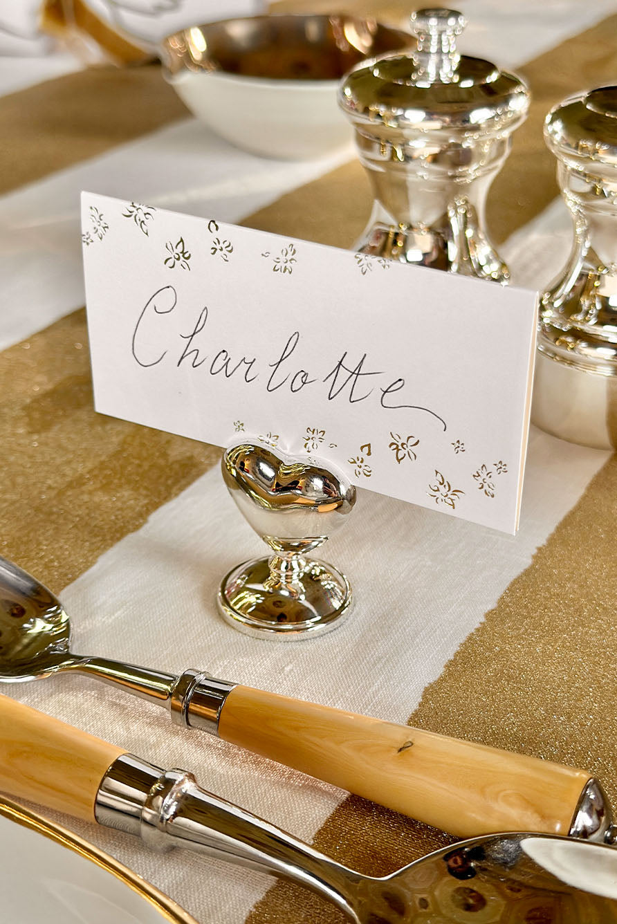 Silver Plated Heart Placecard Holders, Set of 6