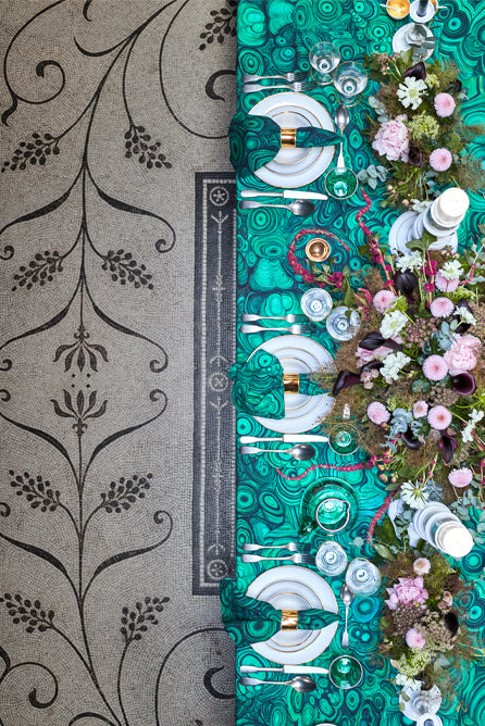 'Malachite' Linen Napkin in Emerald Green, 50x50cm