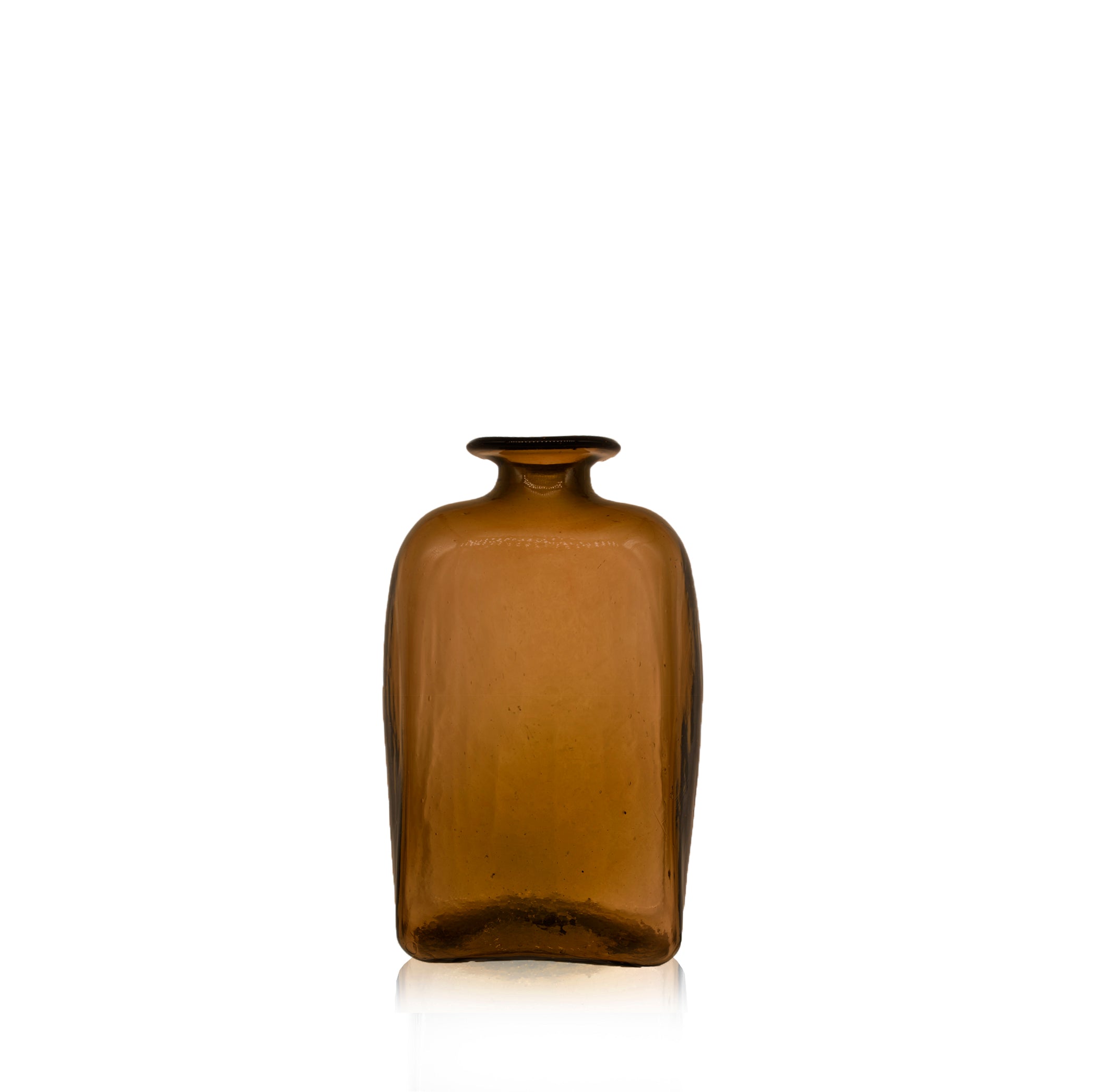 Handblown Small Glass Square Carafe in Dark Brown, 19cm