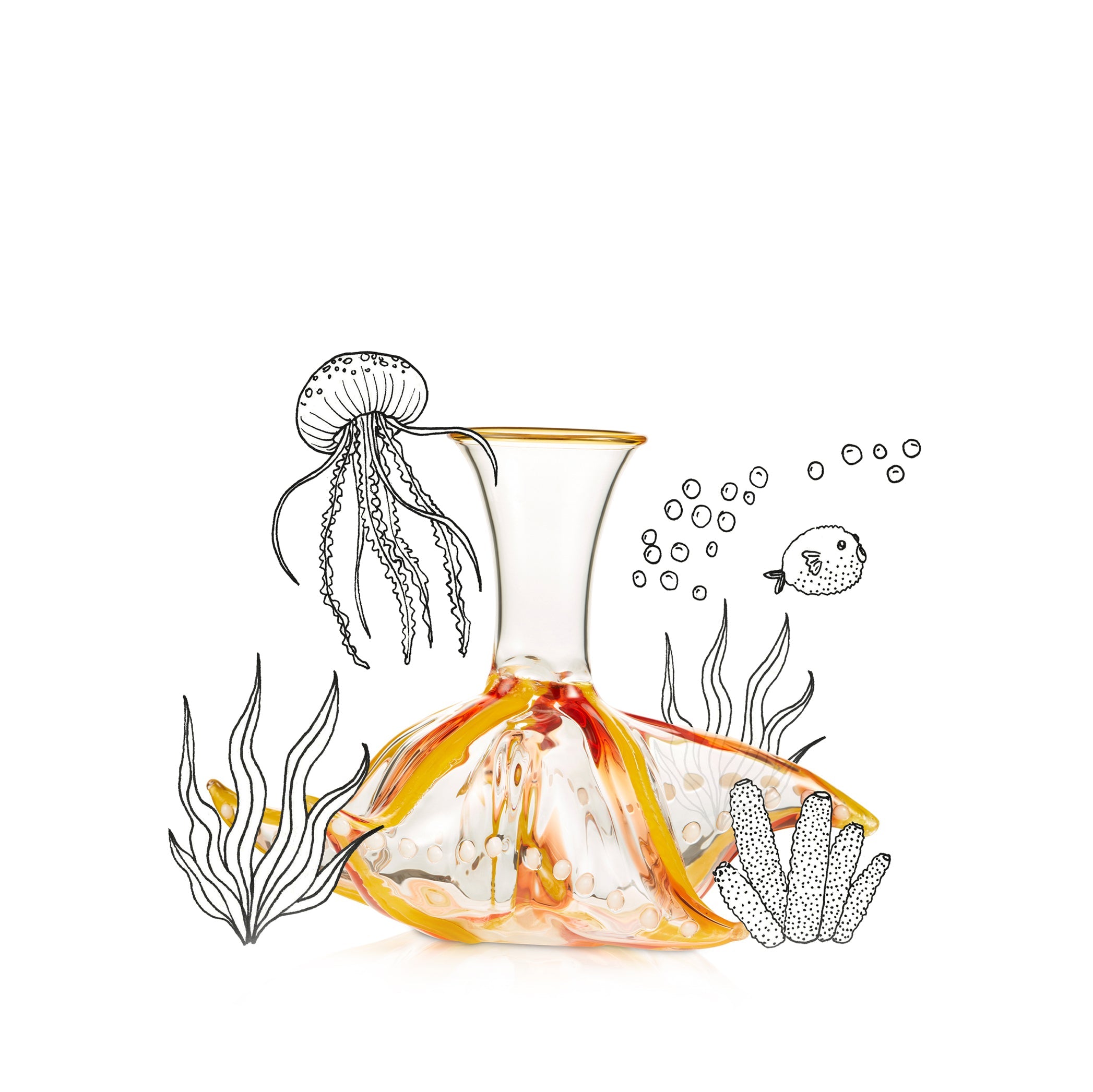 Handblown Glass Starfish Decanter, 24cm