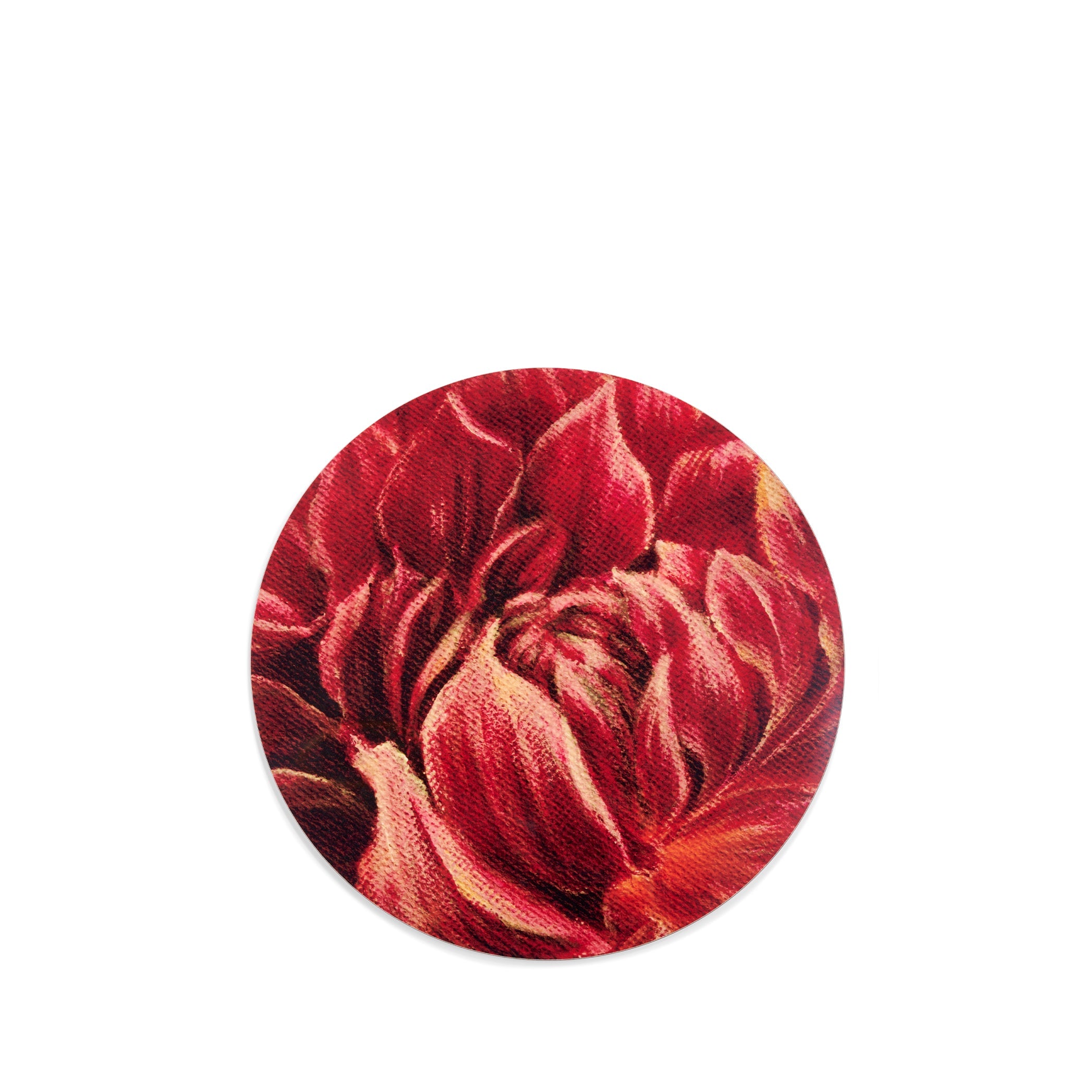 Dahlia 'Surprise' Round Cork-Backed Placemat in Pink