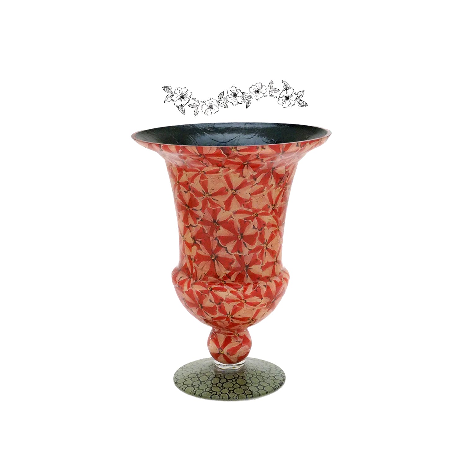 John Derian 'Pinwheel' Footed Urn Vase, 27cm