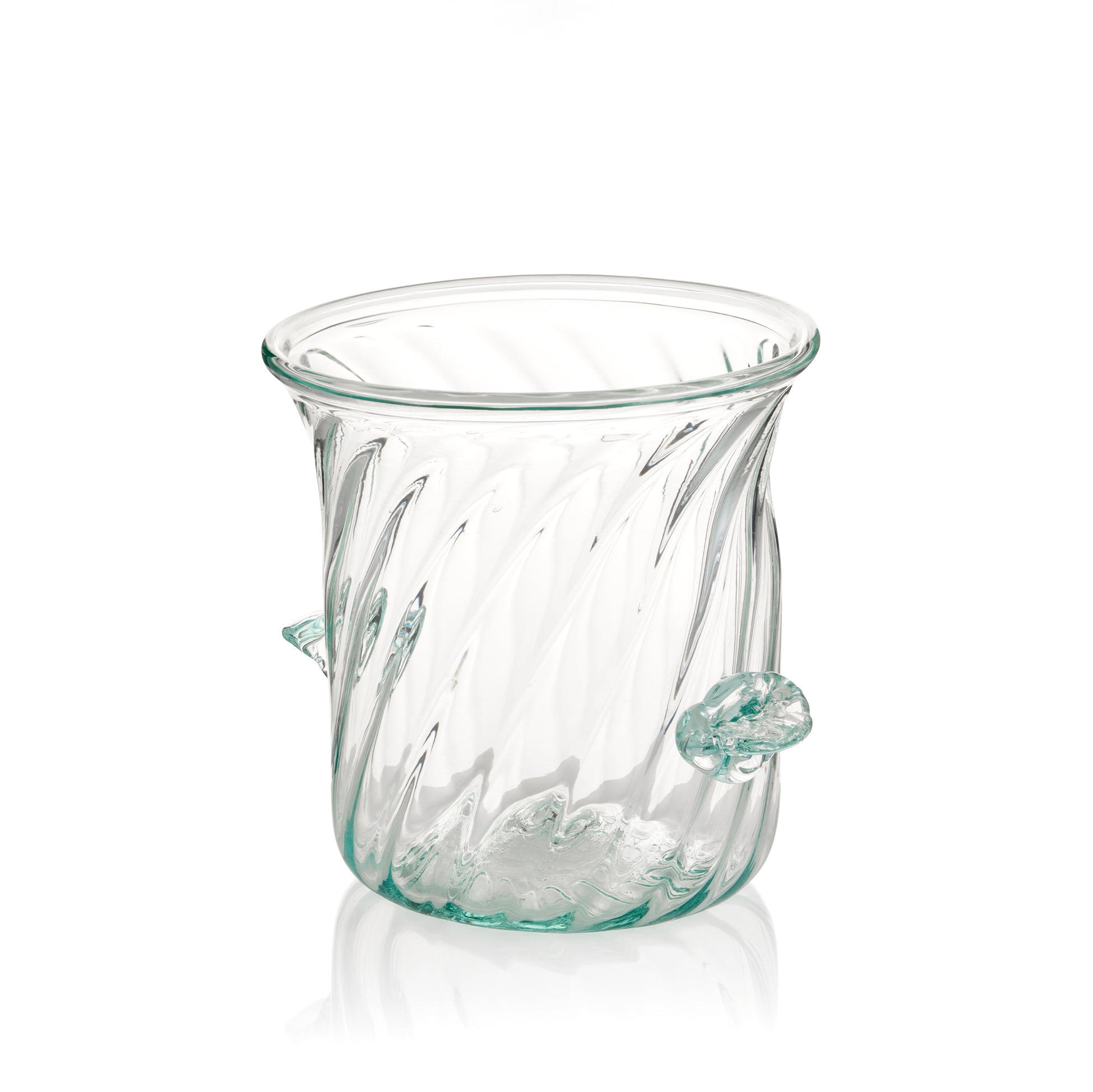 Handblown Recycled Glass Swirl Champagne Bucket in Clear Glass, 20cm