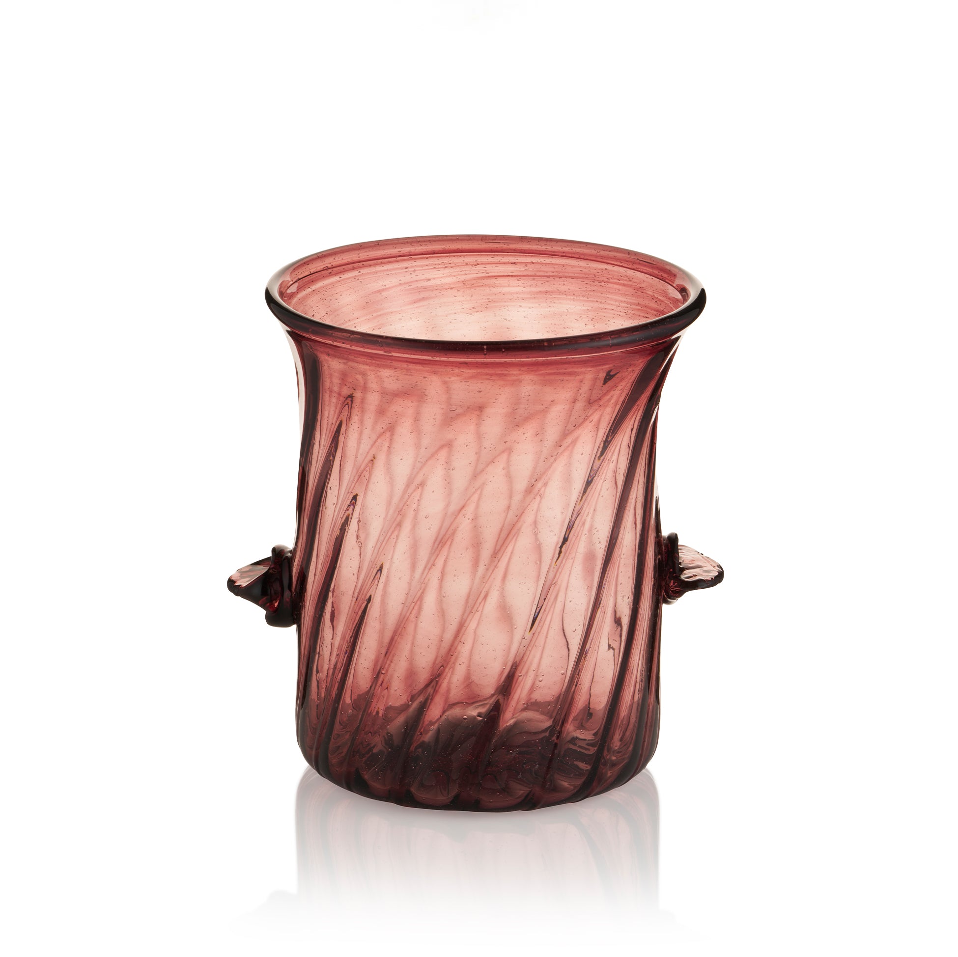 Handblown Recycled Glass Swirl Champagne Bucket in Raspberry Red, 20cm
