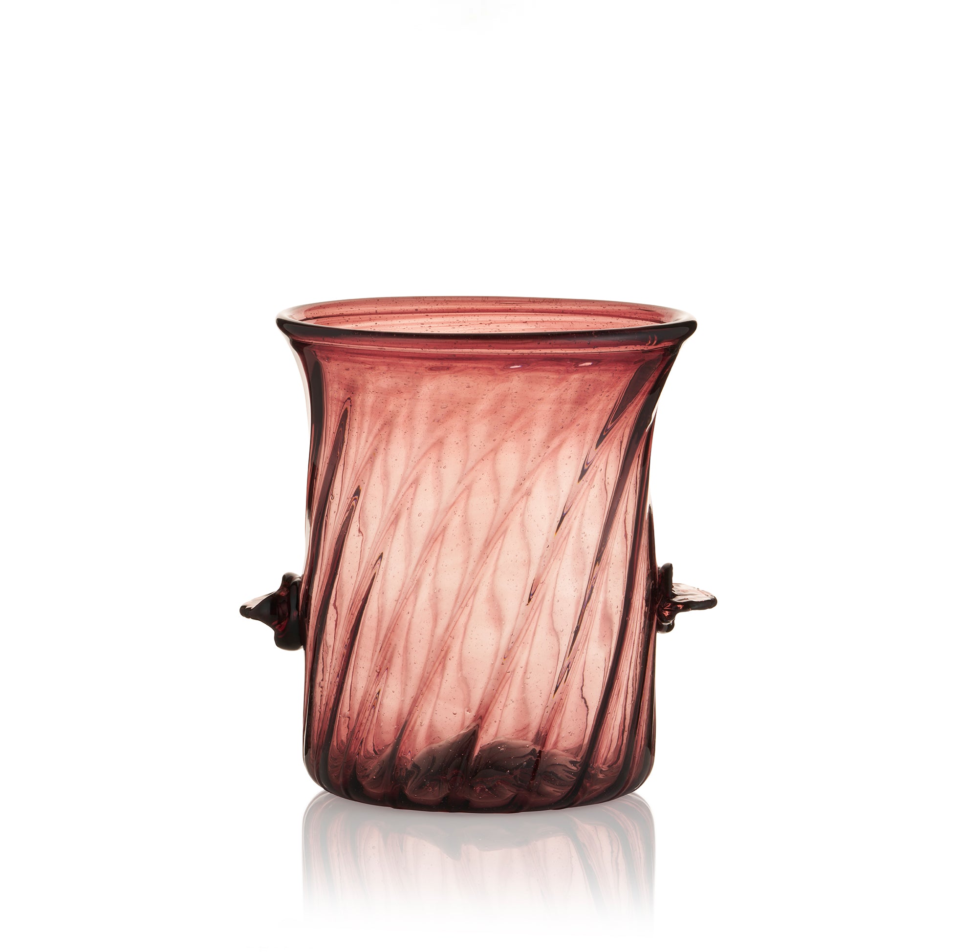 Handblown Recycled Glass Swirl Champagne Bucket in Raspberry Red, 20cm