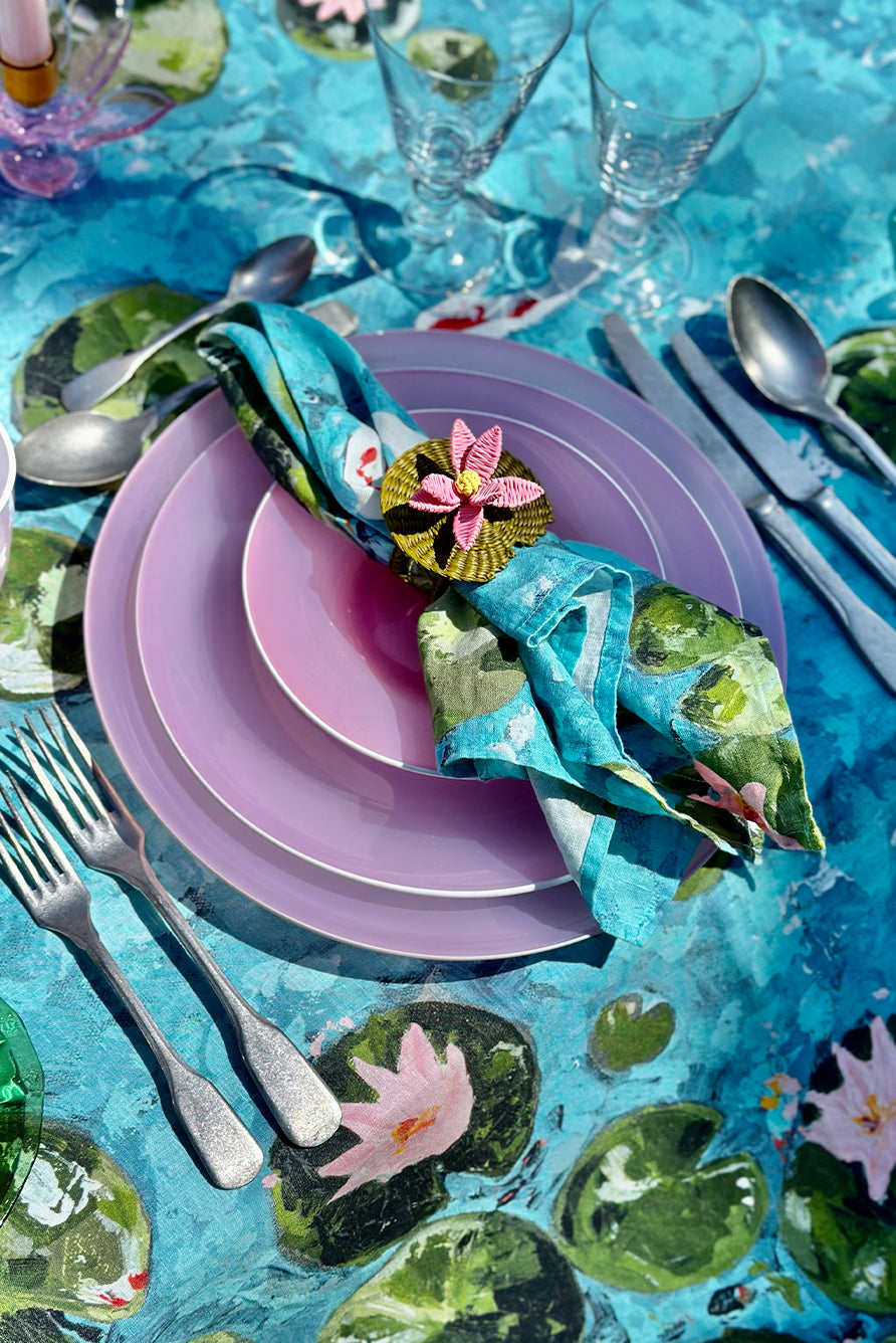 Handblown Glass Dinner Plate in Rose Pink, 24.5cm