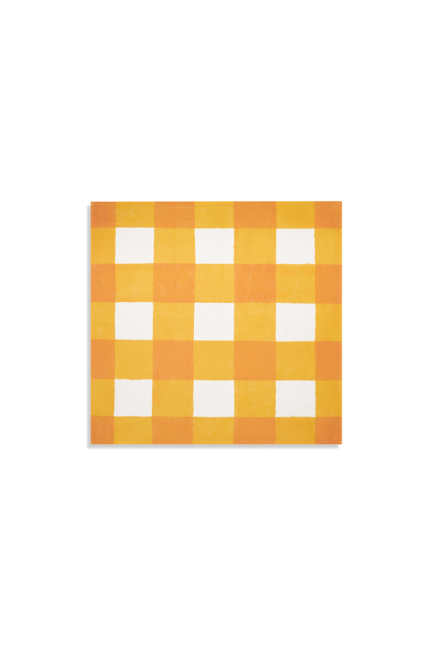 ‘Gingham’ Linen Napkin in Mustard Yellow