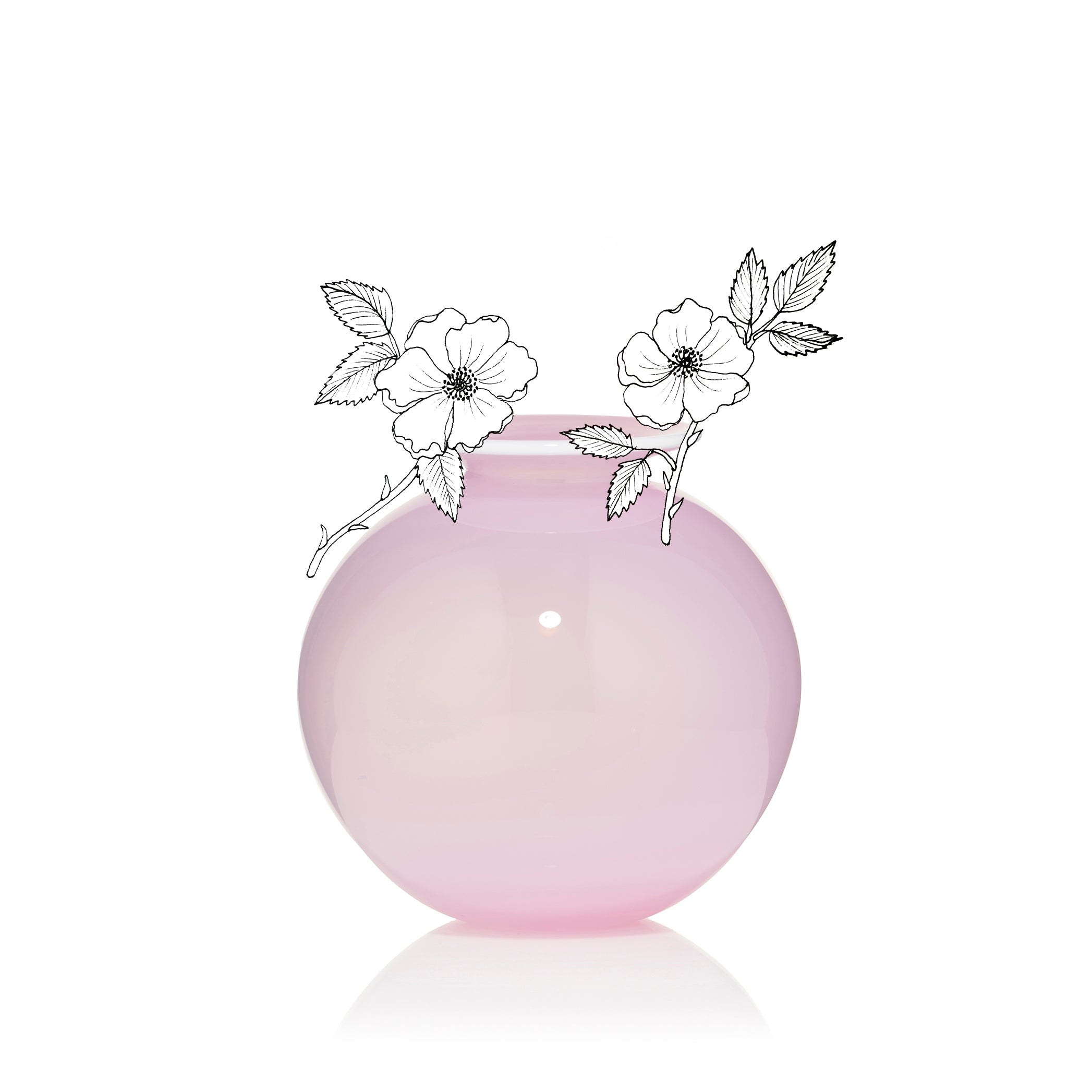 Handblown Glass 'Bumba' Round Vase in Rose Pink, 14cm