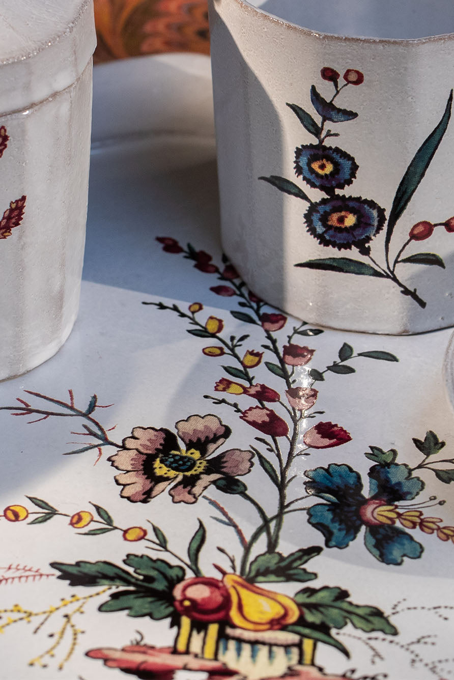 White Ceramic 'Bush Clover' Tray by Astier de Villatte, 38cm