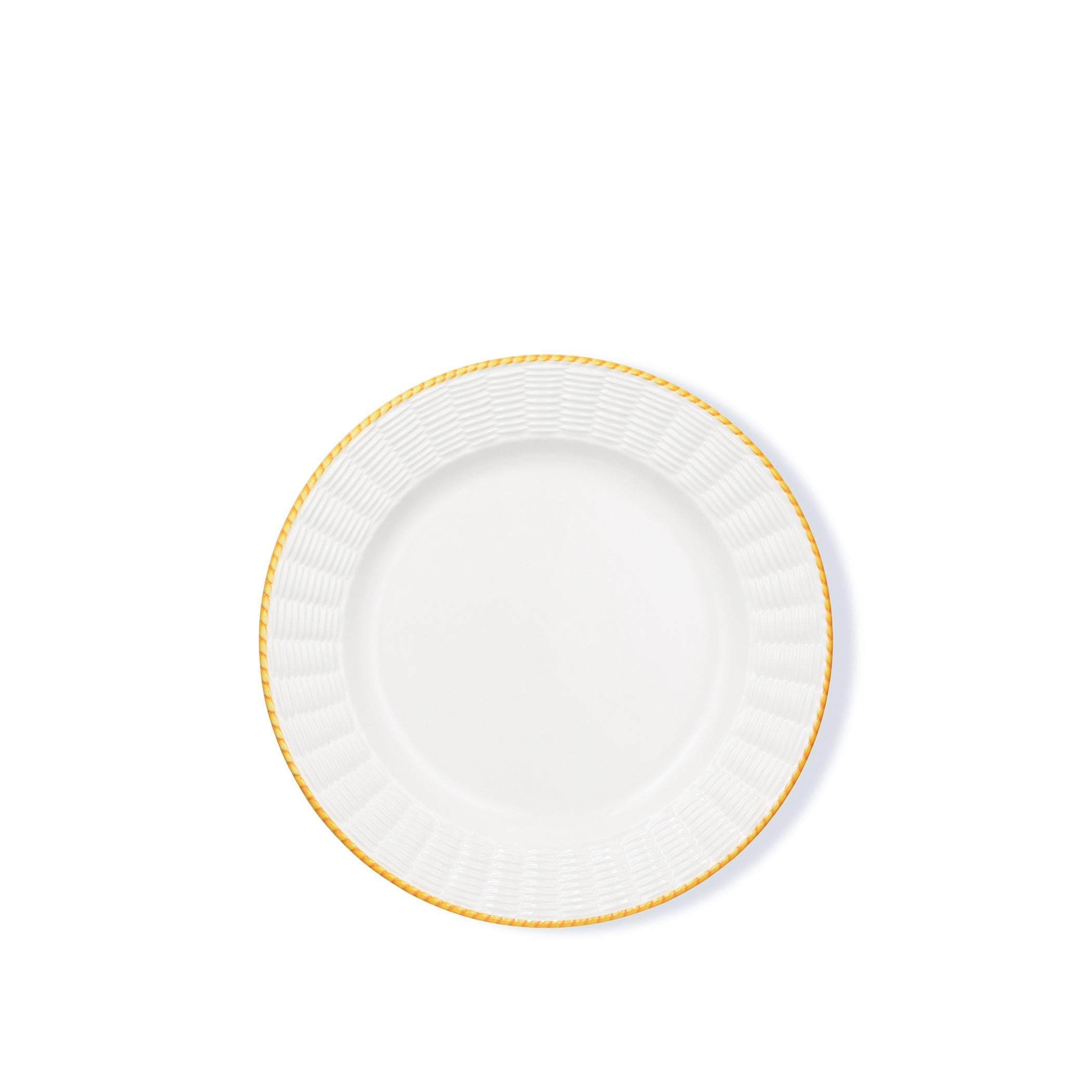 Rattan Effect Hand-Painted Amber Rim Dinner Plate, 27cm