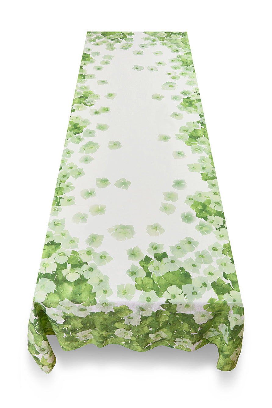 'Hydrangea' Linen Tablecloth in Green