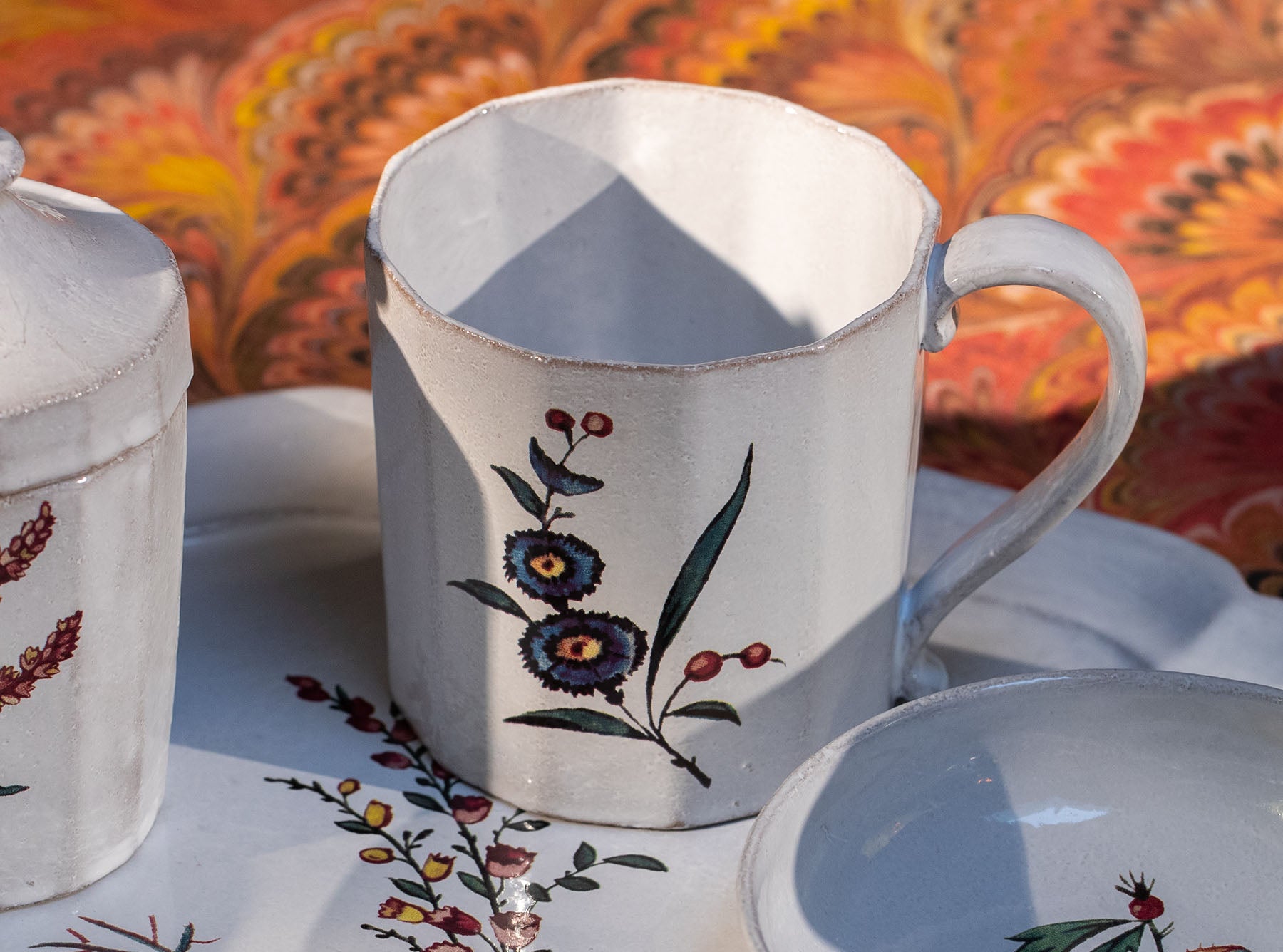 White Ceramic Bursting Heart Mug by Astier de Villatte, 11.5cm