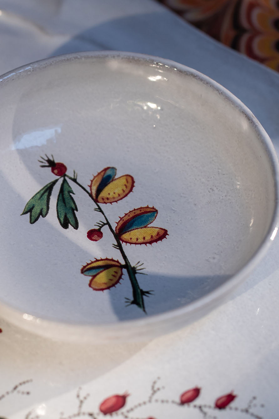 White Ceramic Small Yellow Bud Dish by Astier de Villatte, 11cm