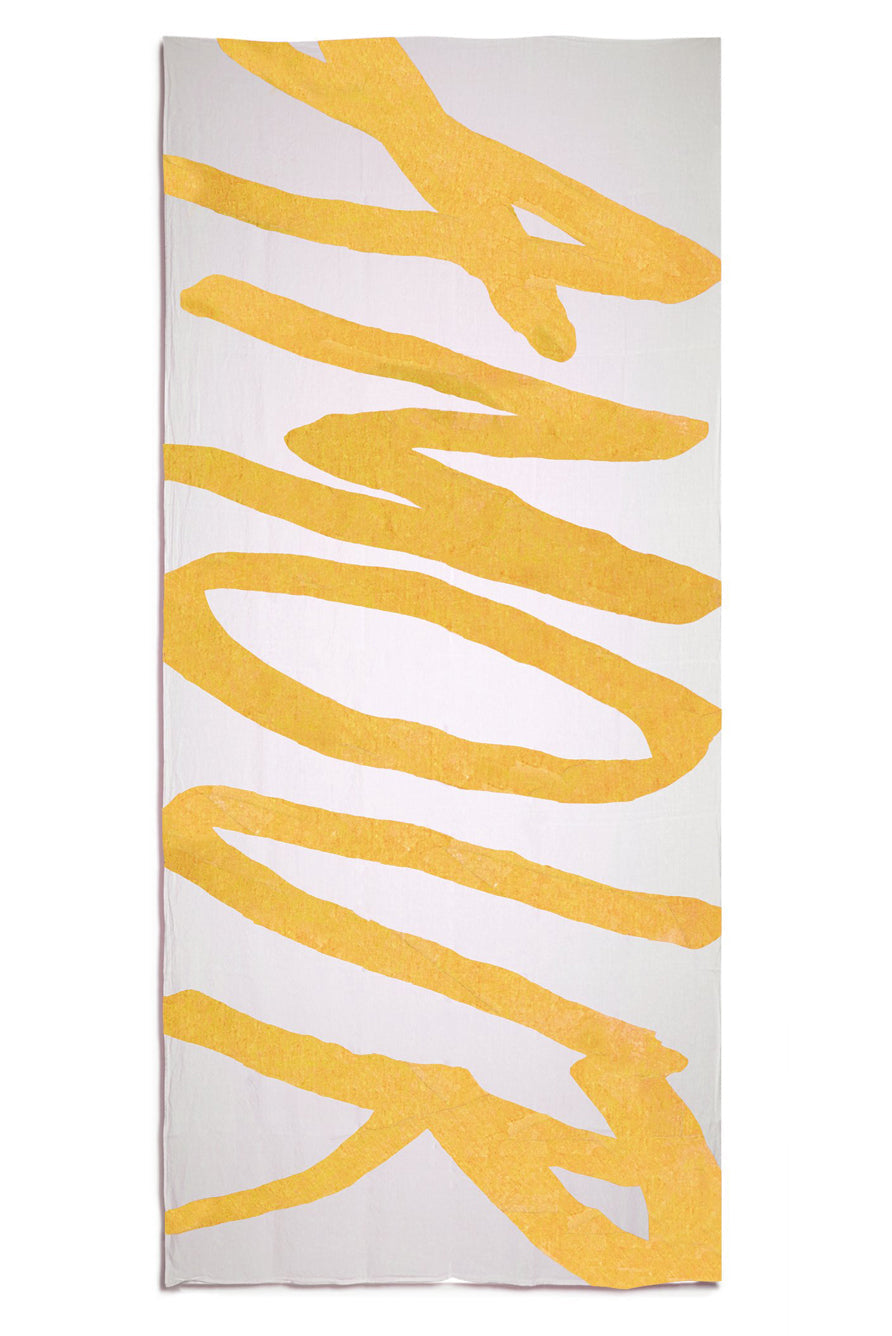 Bespoke Word Linen Tablecloth in Lemon Yellow