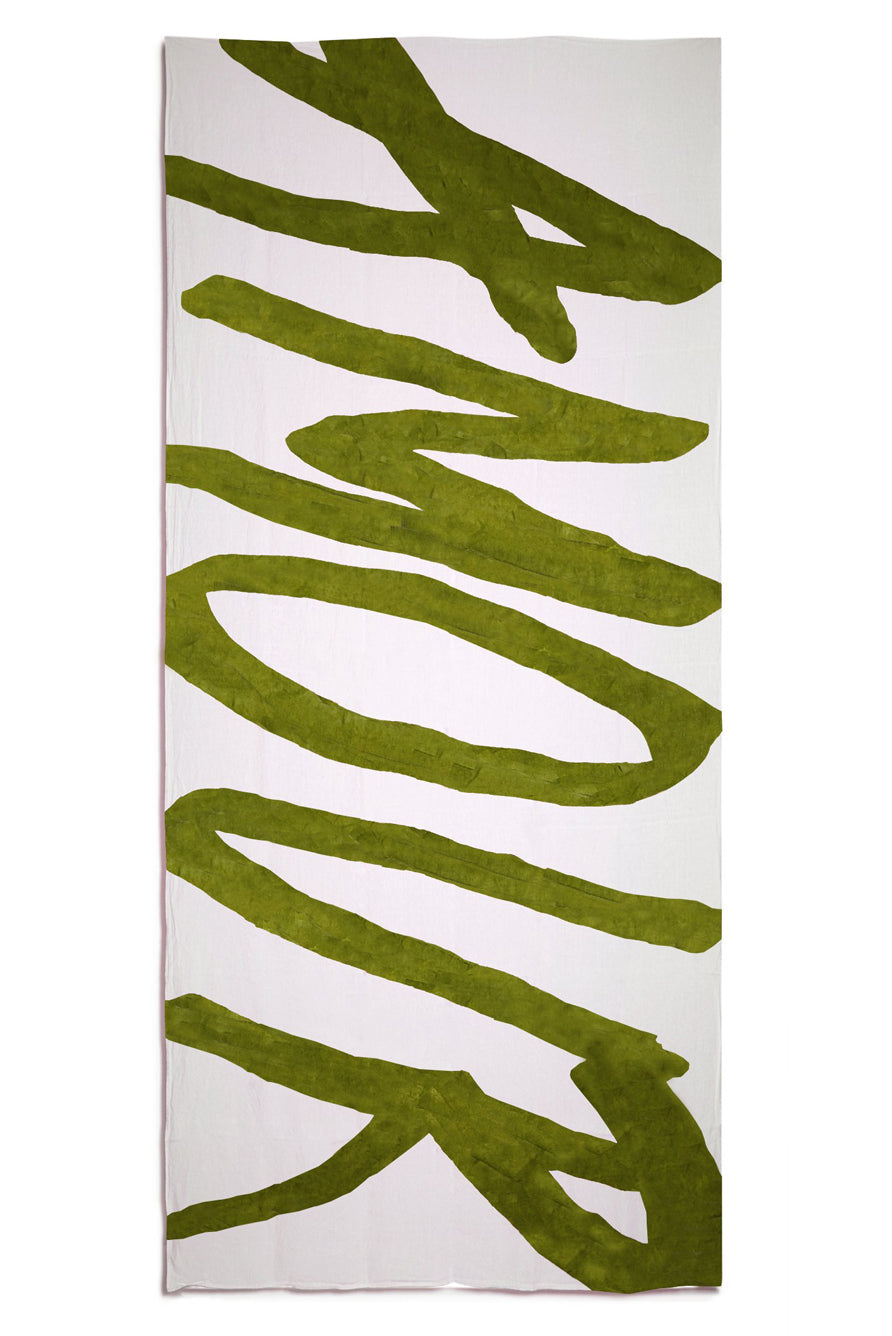 Bespoke Word Linen Tablecloth in Avocado Green