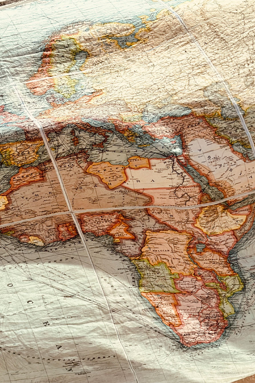 1914 Nautical World Map Linen Tablecloth