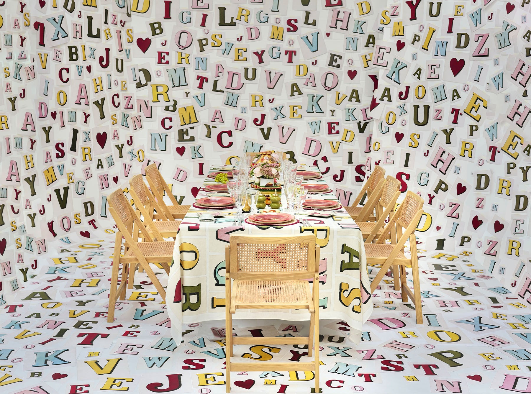 Summerill & Bishop x John Derian 'Alphabet' Linen Napkin, 50x50cm