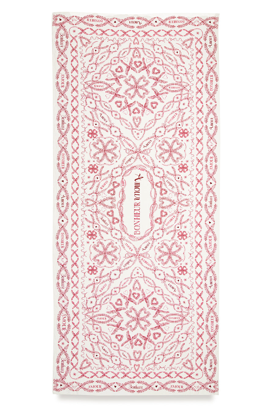 'Amour Bonheur' Linen Tablecloth