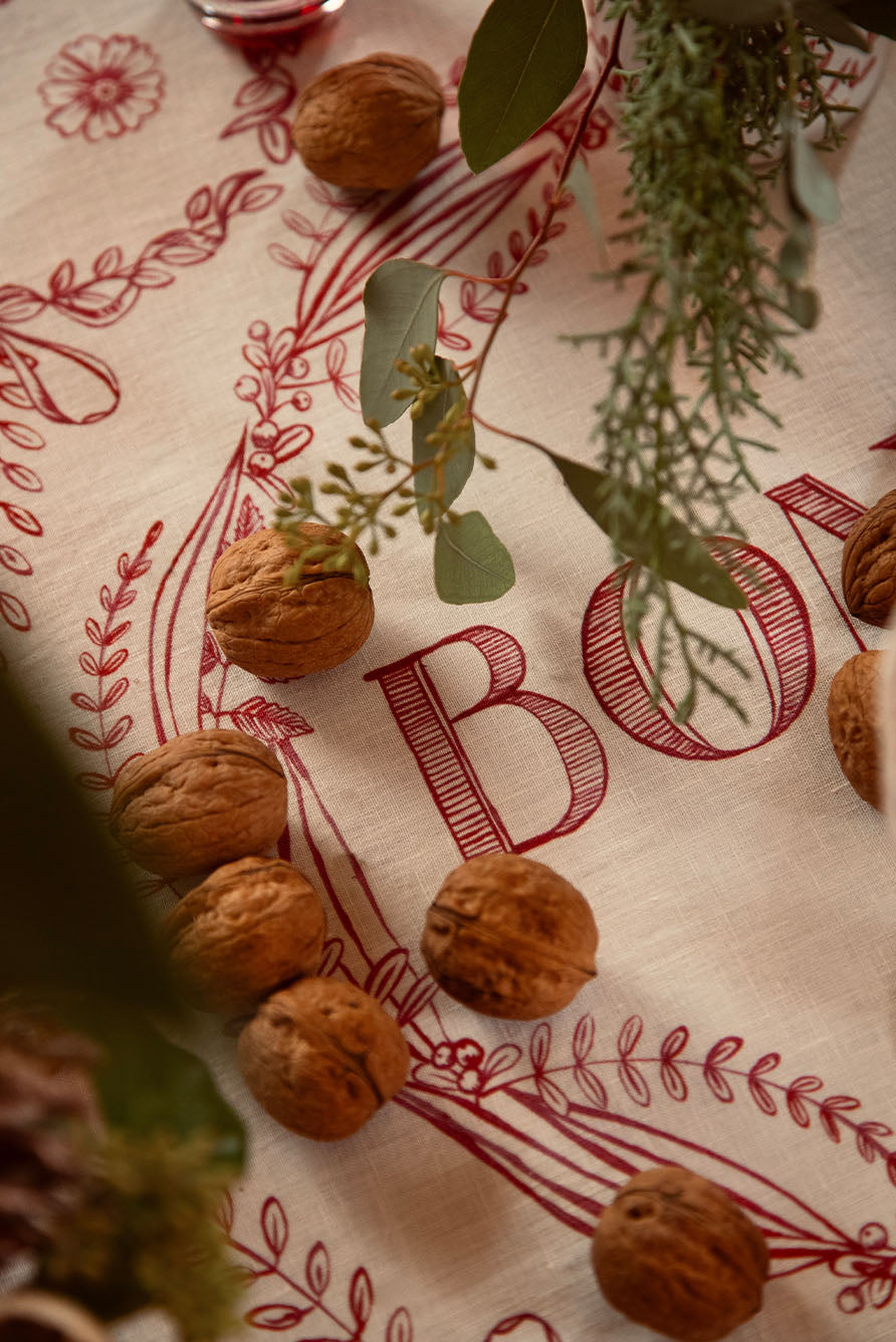 'Amour Bonheur' Linen Napkin, 50x50cm