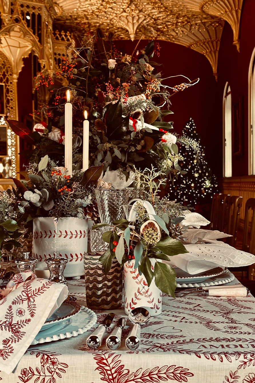 'Amour Bonheur' Linen Napkin, 50x50cm