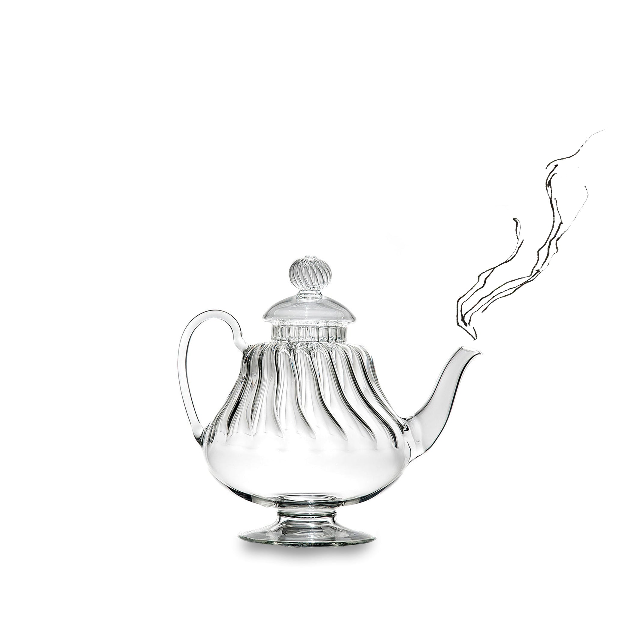 Clear Handblown Glass Teapot, 25cm