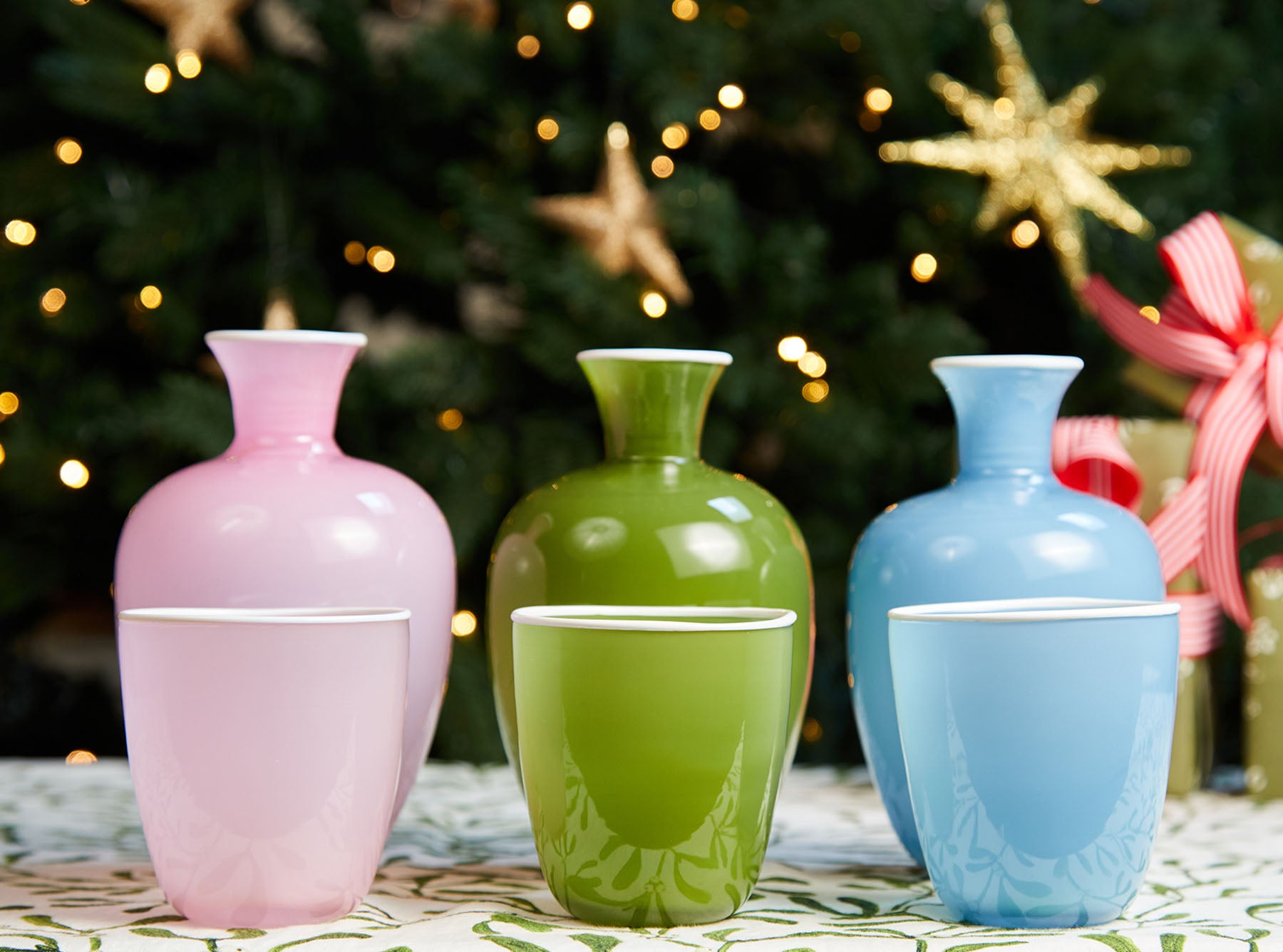 Handblown Glass Bumba Bedside Carafe and Tumbler Set in Rose Pink