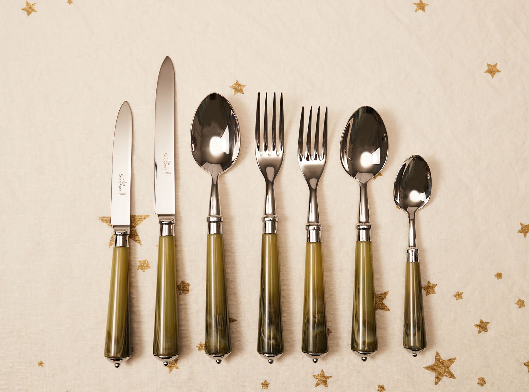 Julia Green Resin & Stainless Steel 7 Piece Cutlery Set