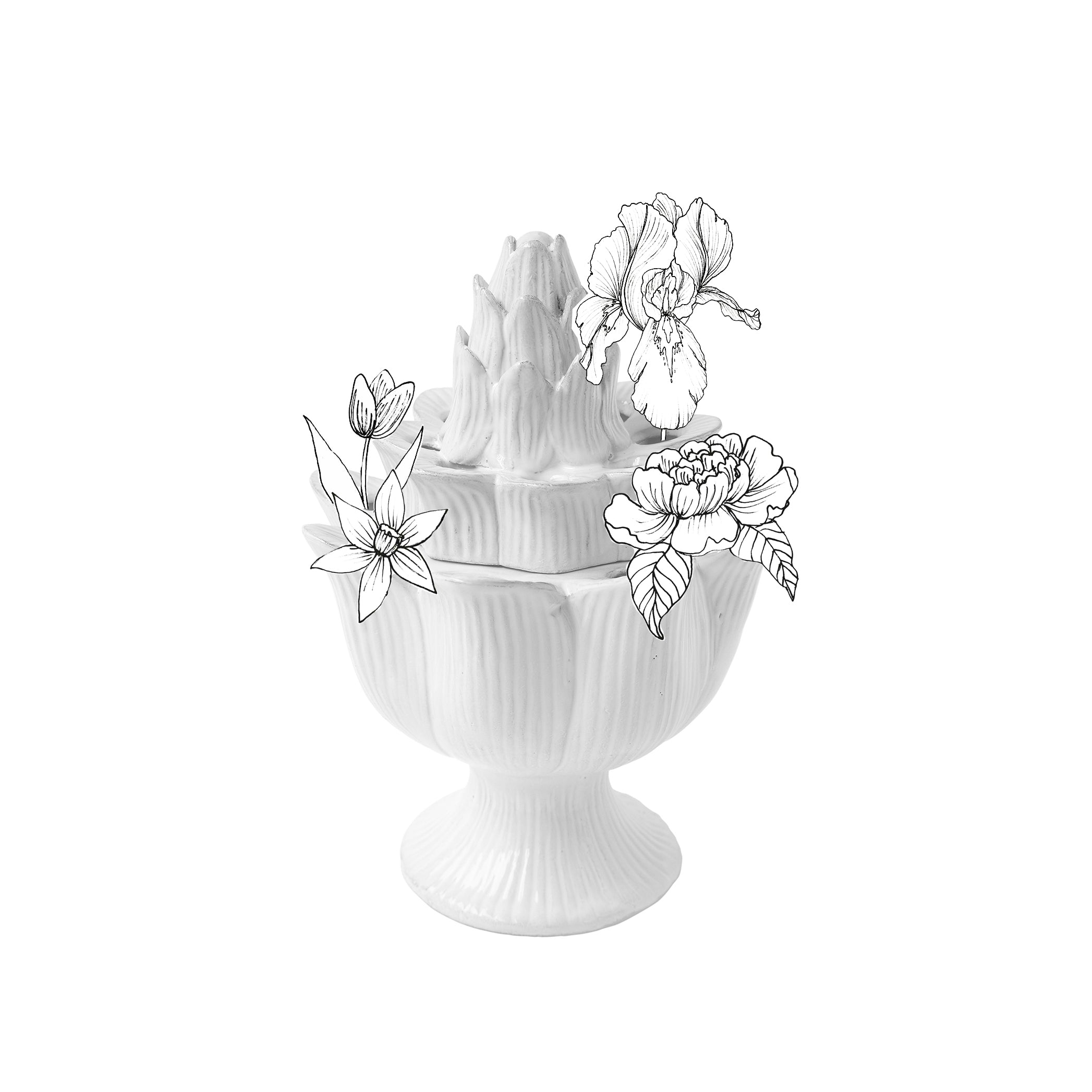 Large Artichoke Flower Holder Vase by Astier de Villatte, 18cm