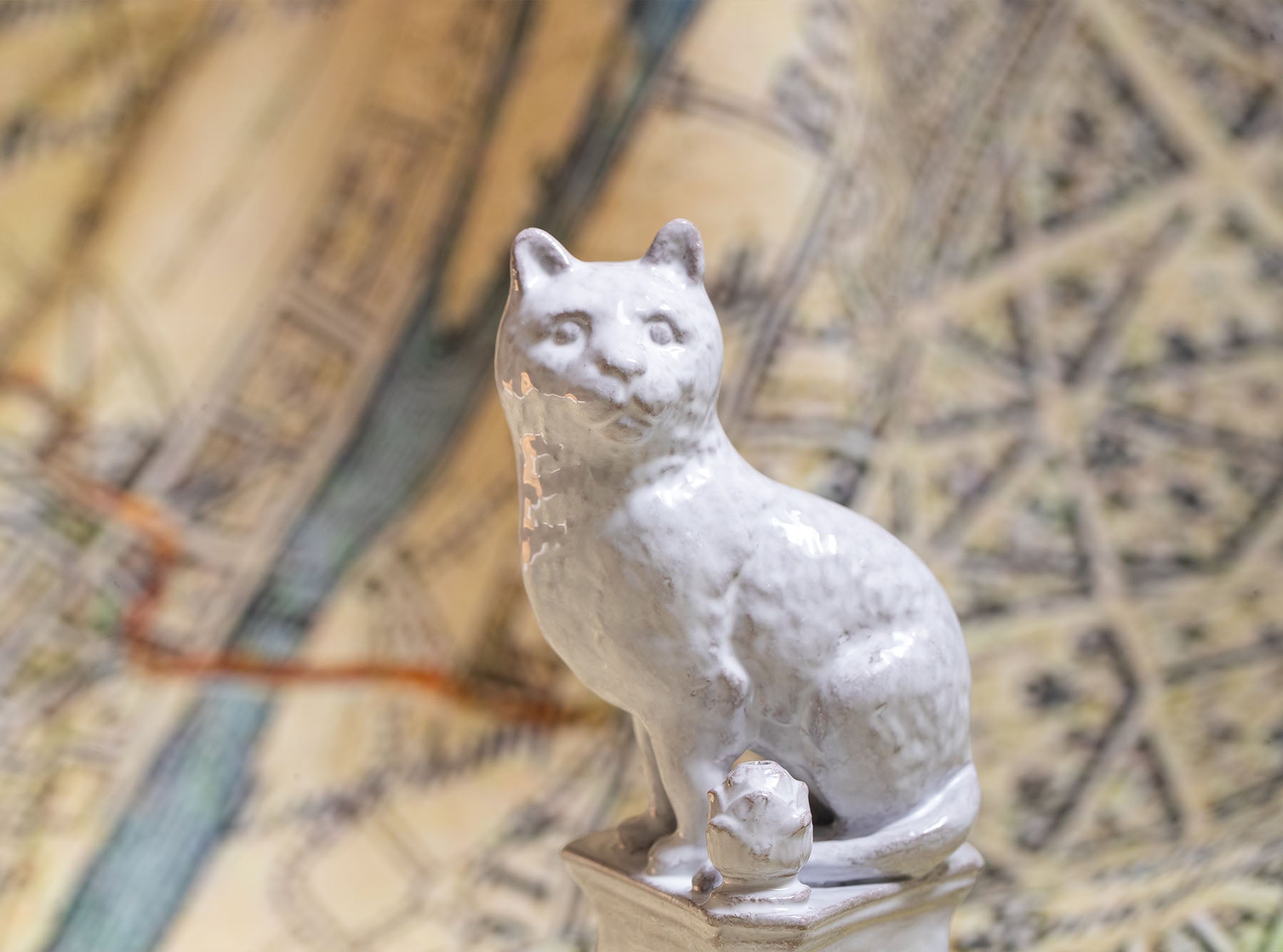 White Ceramic Cat Monument Incense Holder by Astier de Villatte, 19cm
