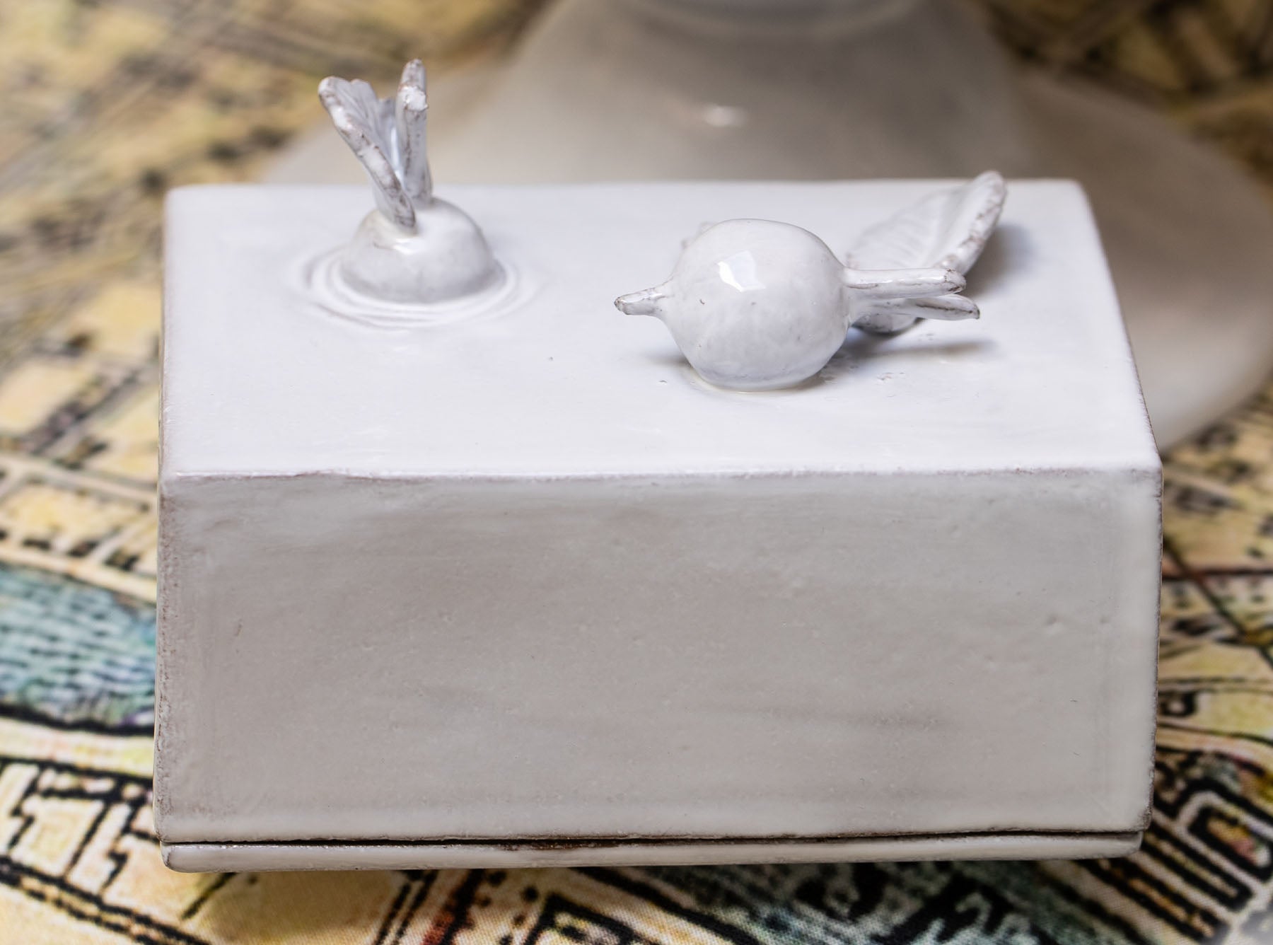 White Ceramic Radish Rectangular Butter Dish by Astier de Villatte, 13cm