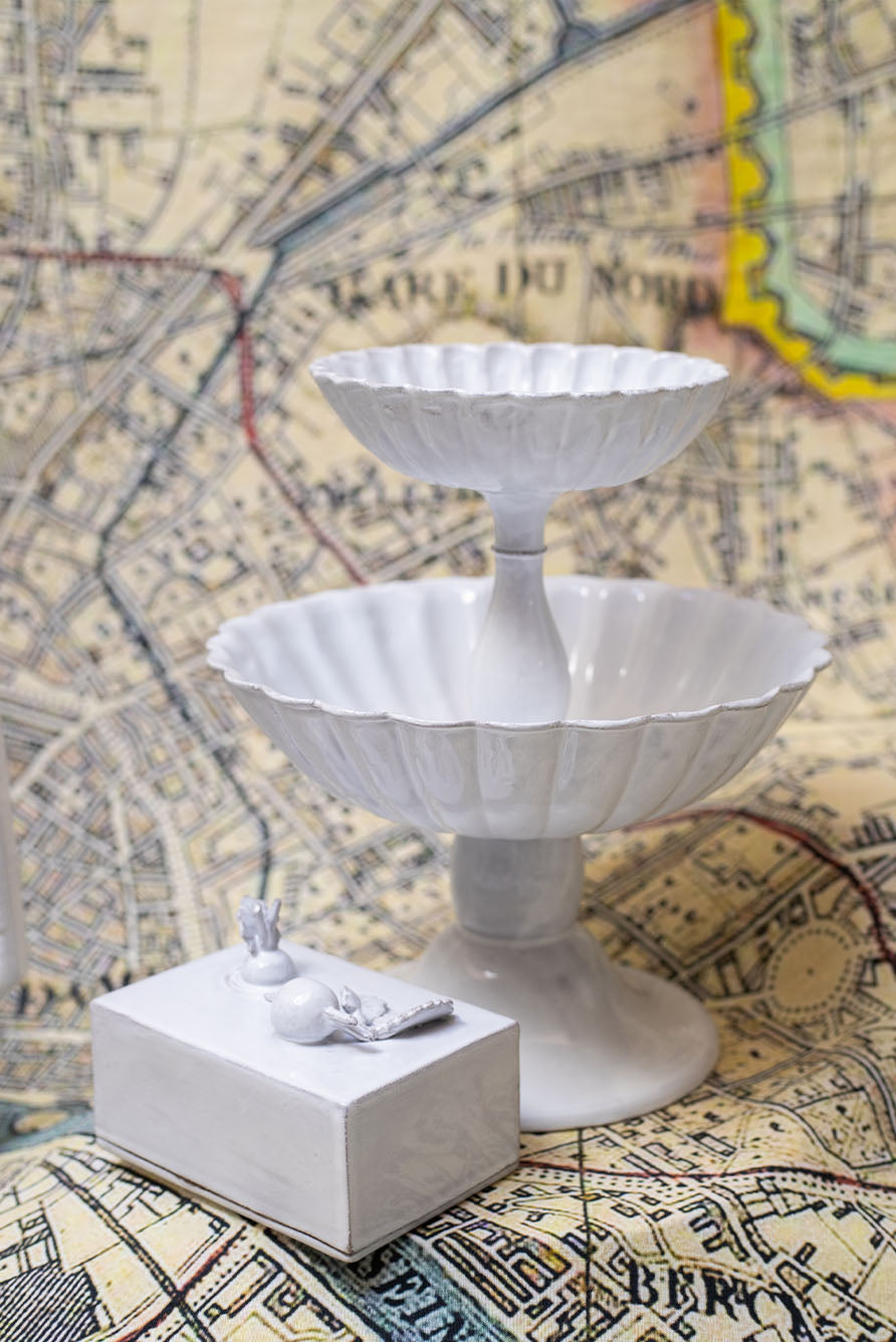 White Ceramic Radish Rectangular Butter Dish by Astier de Villatte, 13cm