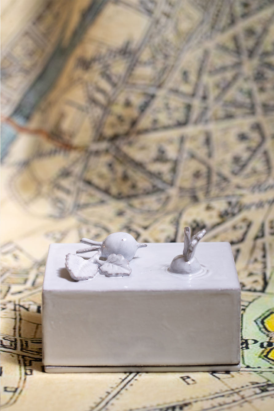 White Ceramic Radish Rectangular Butter Dish by Astier de Villatte, 13cm