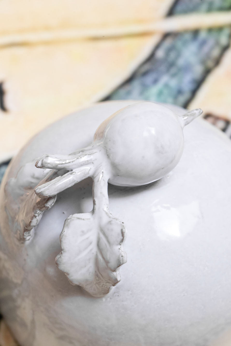 White Ceramic Radish Small Round Butter Dish by Astier de Villatte, 11.5cm