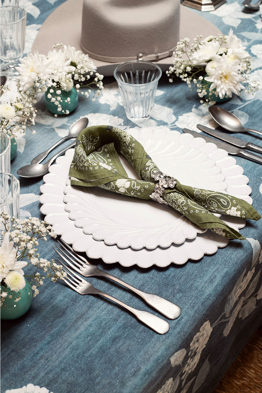 'Bandana' Linen Napkin in Avocado Green, 50x50cm