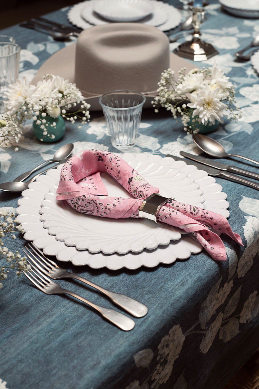 'Bandana' Linen Napkin in Rose Pink, 50x50cm