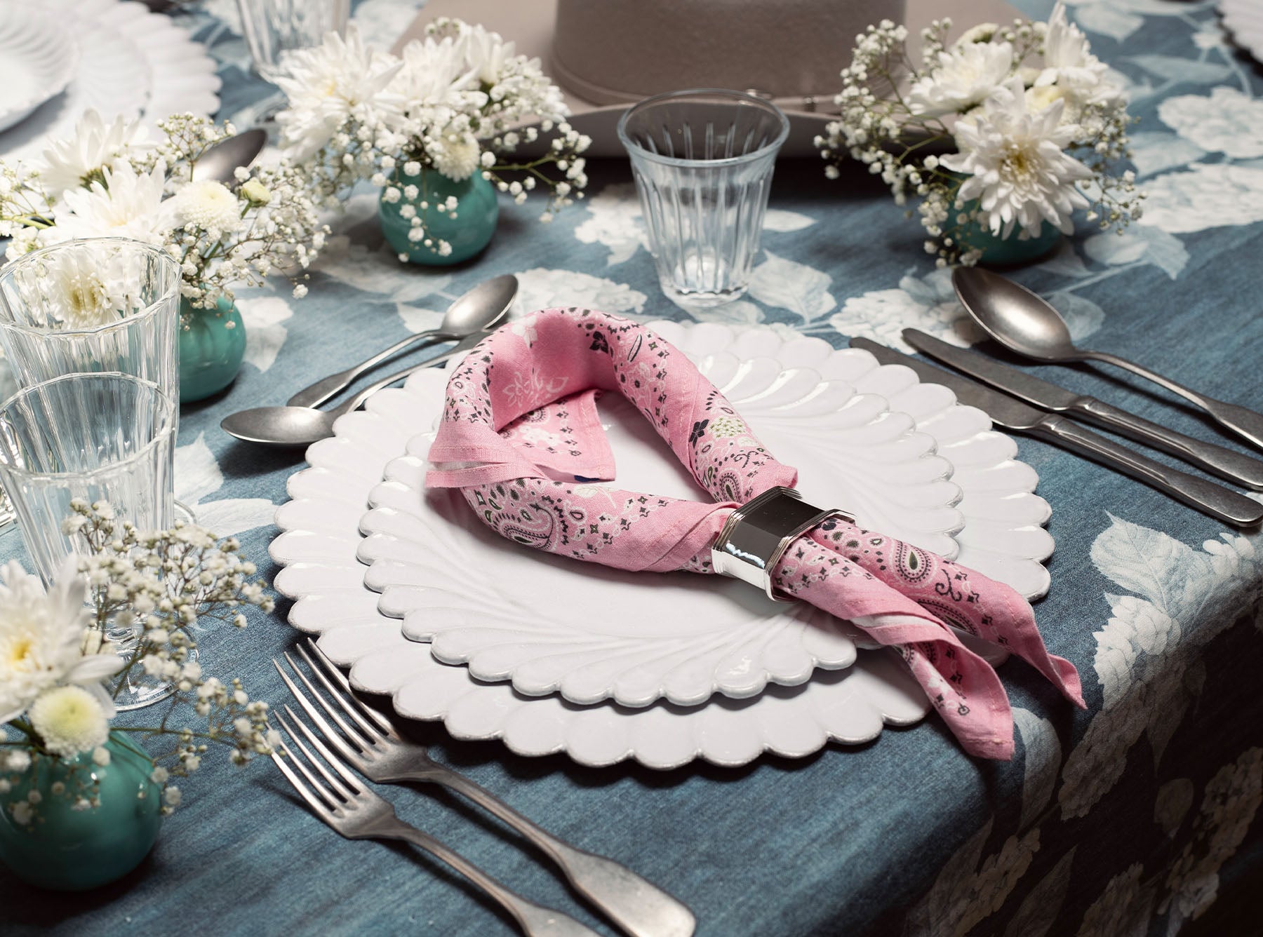 'Bandana' Linen Napkin in Rose Pink, 50x50cm