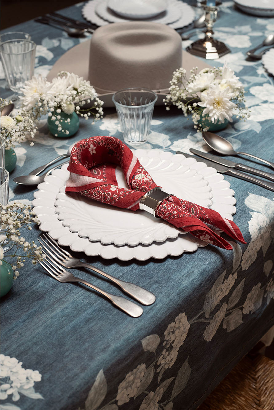 'Bandana' Linen Napkin in Red, 50x50cm