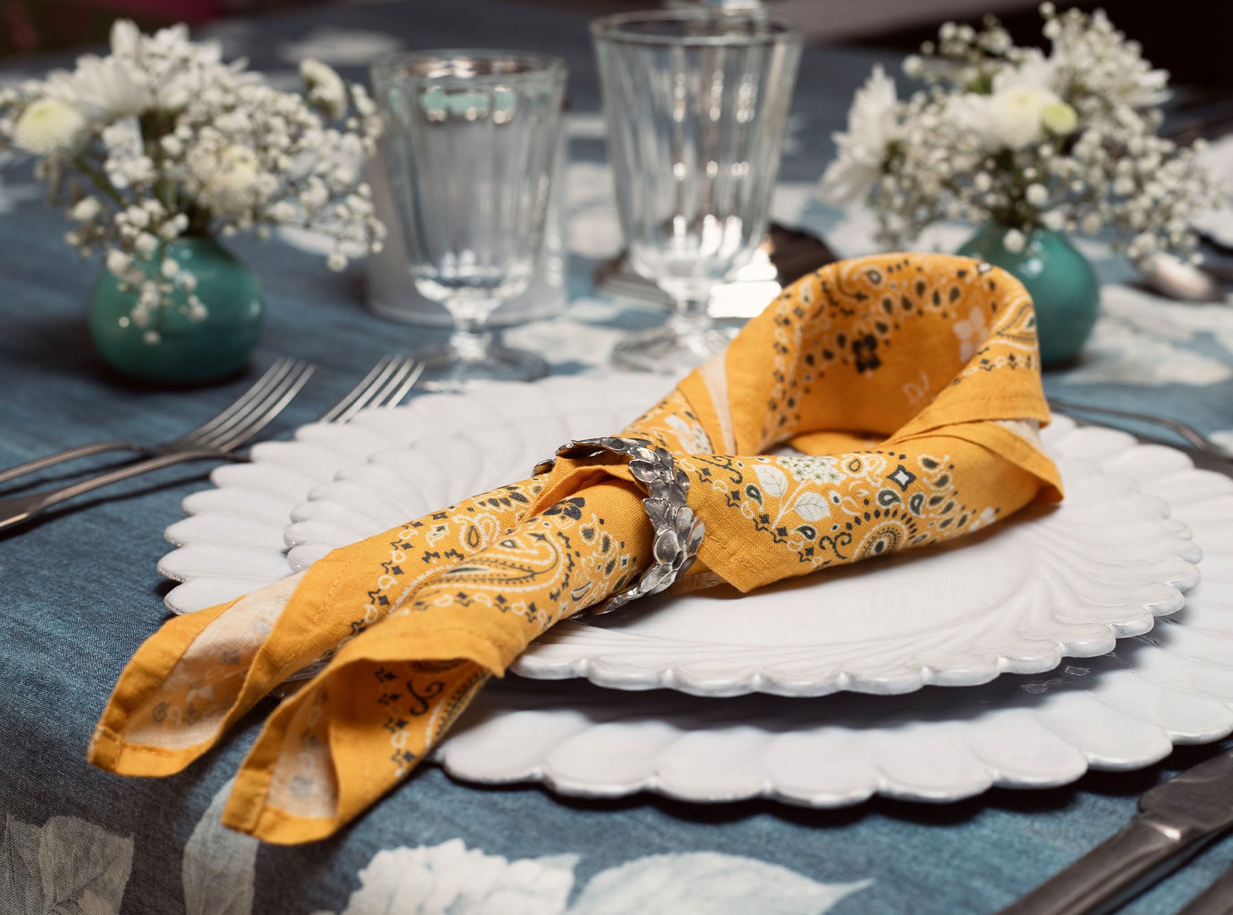 'Bandana' Linen Napkin in Lemon Yellow, 50x50cm