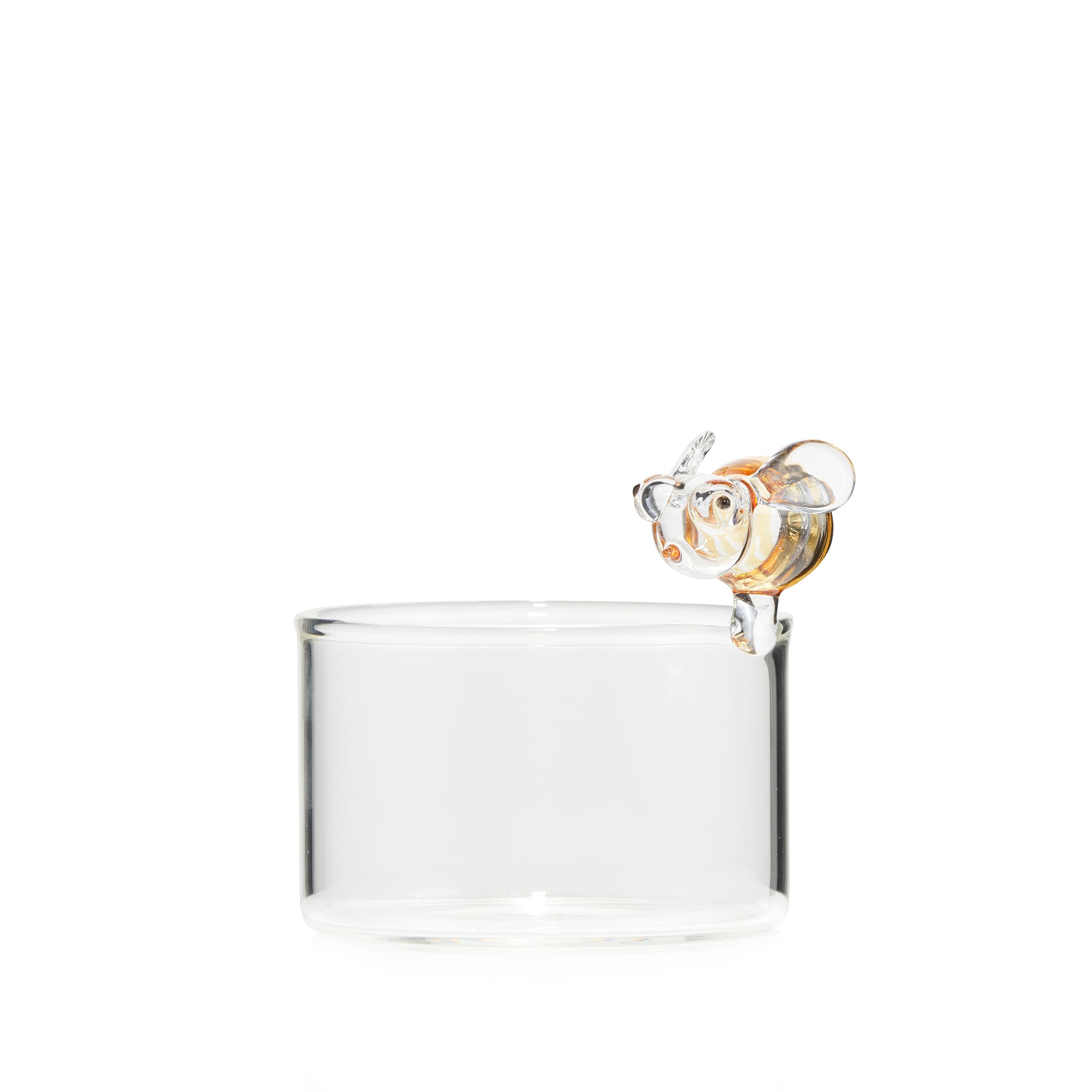 Handblown Glass Yellow Bee Tea Light Holder, 11cm