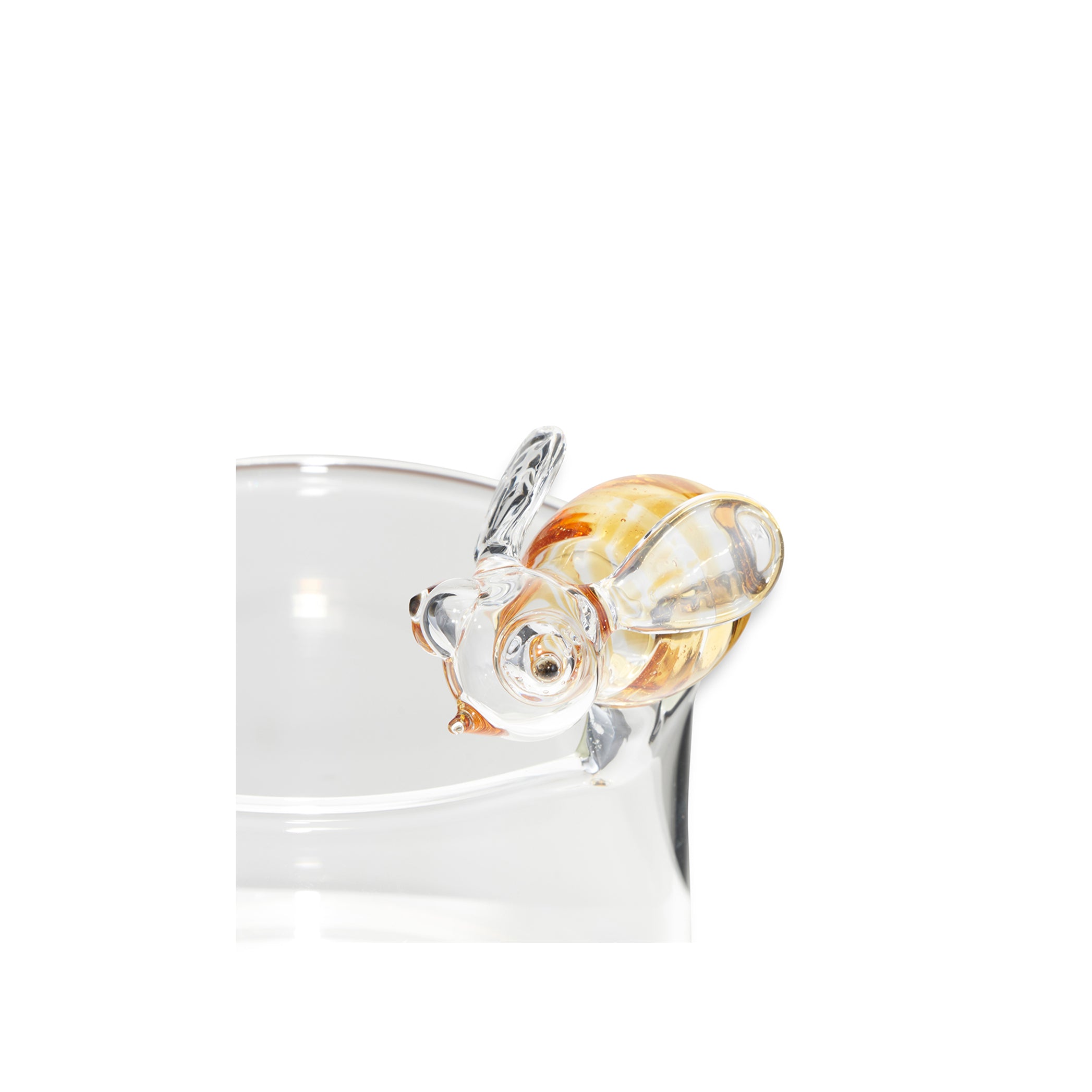 Handblown Glass Yellow Bee Tea Light Holder, 11cm